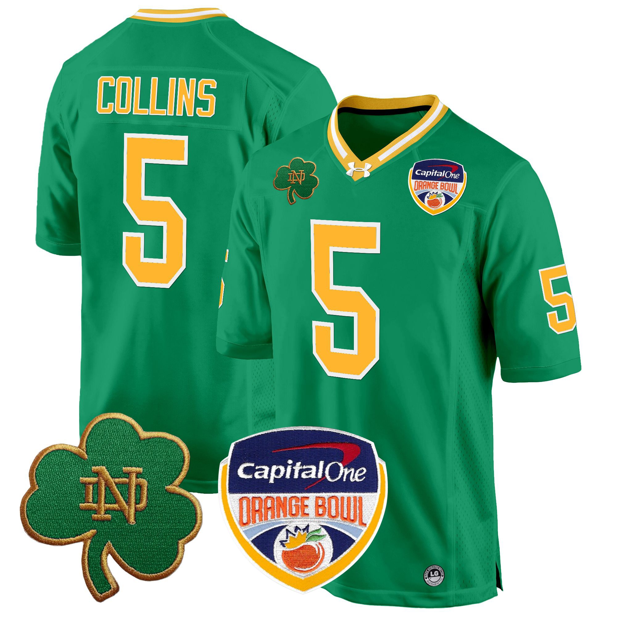 Men's Notre Dame Fighting Irish 2024 Orange Bowl Patch Game Jersey - All Stitched