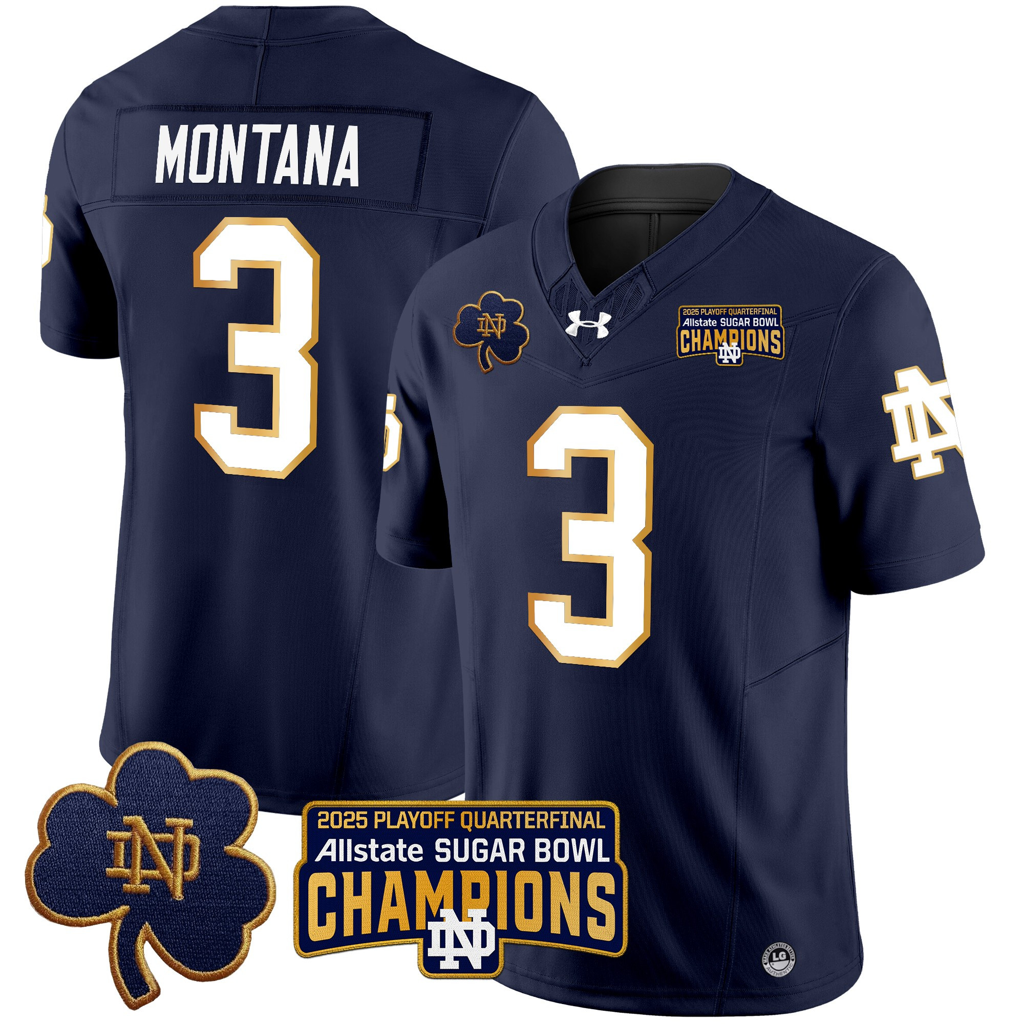 Men's Notre Dame Fighting Irish Playoff 2025 Sugar Bowl Champions Patch Vapor Limited Jersey - All Stitched