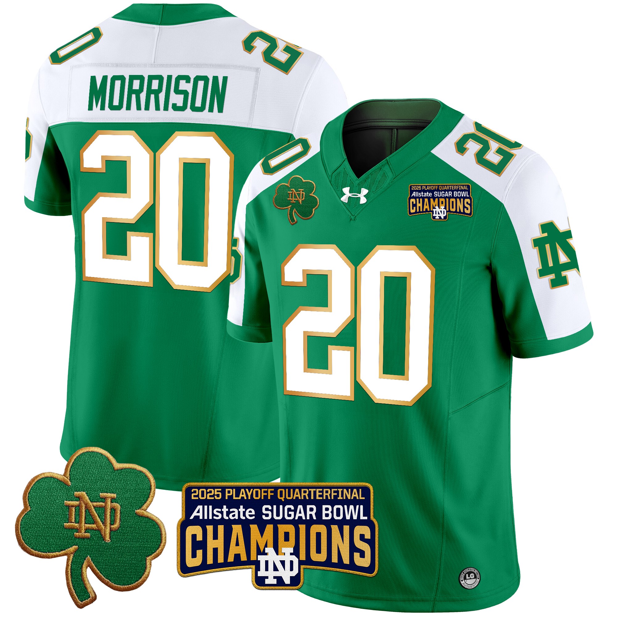 Men's Notre Dame Fighting Irish Playoff 2025 Sugar Bowl Champions Patch Vapor Limited Jersey - All Stitched