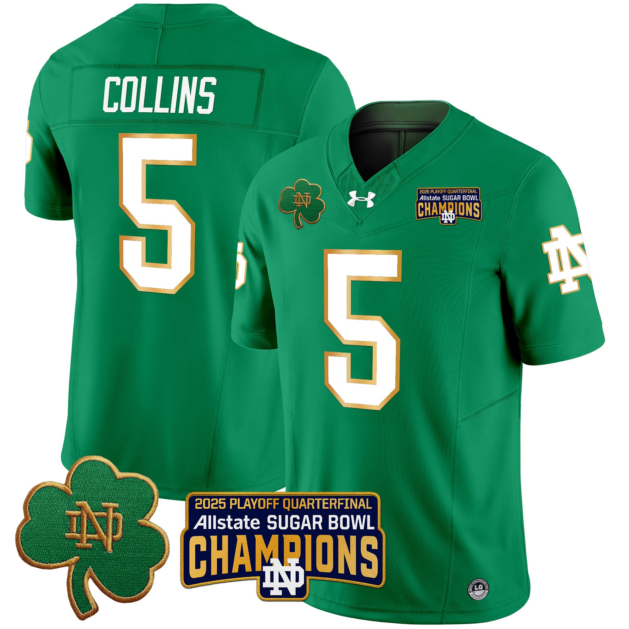 Men's Notre Dame Fighting Irish Playoff 2025 Sugar Bowl Champions Patch Vapor Limited Jersey - All Stitched