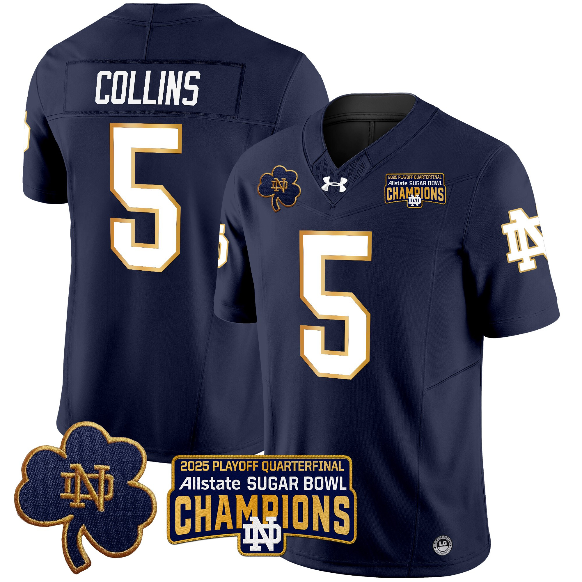 Men's Notre Dame Fighting Irish Playoff 2025 Sugar Bowl Champions Patch Vapor Limited Jersey - All Stitched