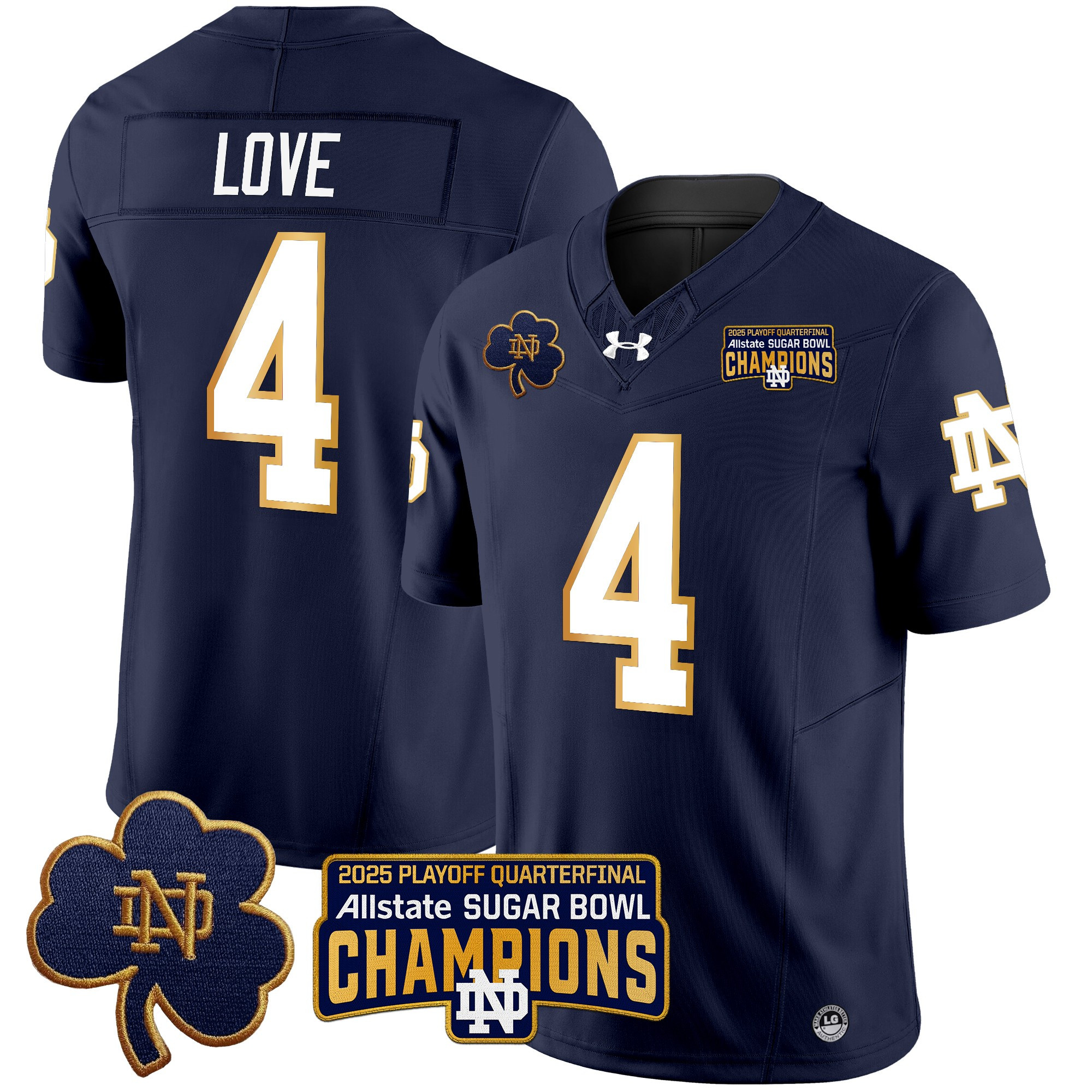 Men's Notre Dame Fighting Irish Playoff 2025 Sugar Bowl Champions Patch Vapor Limited Jersey - All Stitched