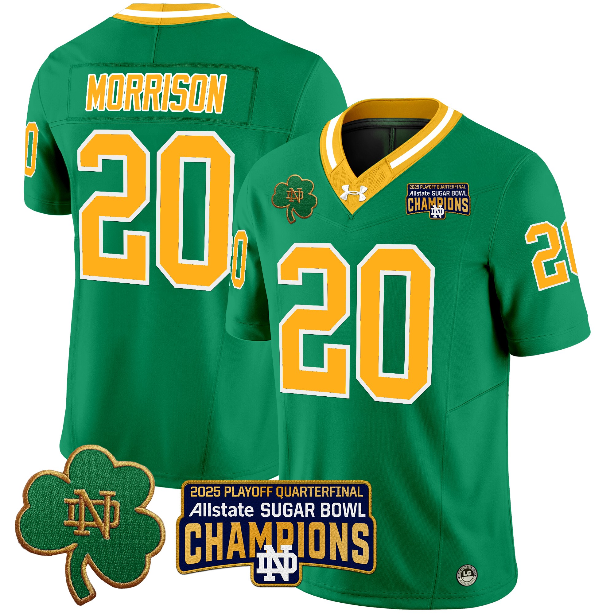 Men's Notre Dame Fighting Irish Playoff 2025 Sugar Bowl Champions Patch Vapor Limited Jersey - All Stitched