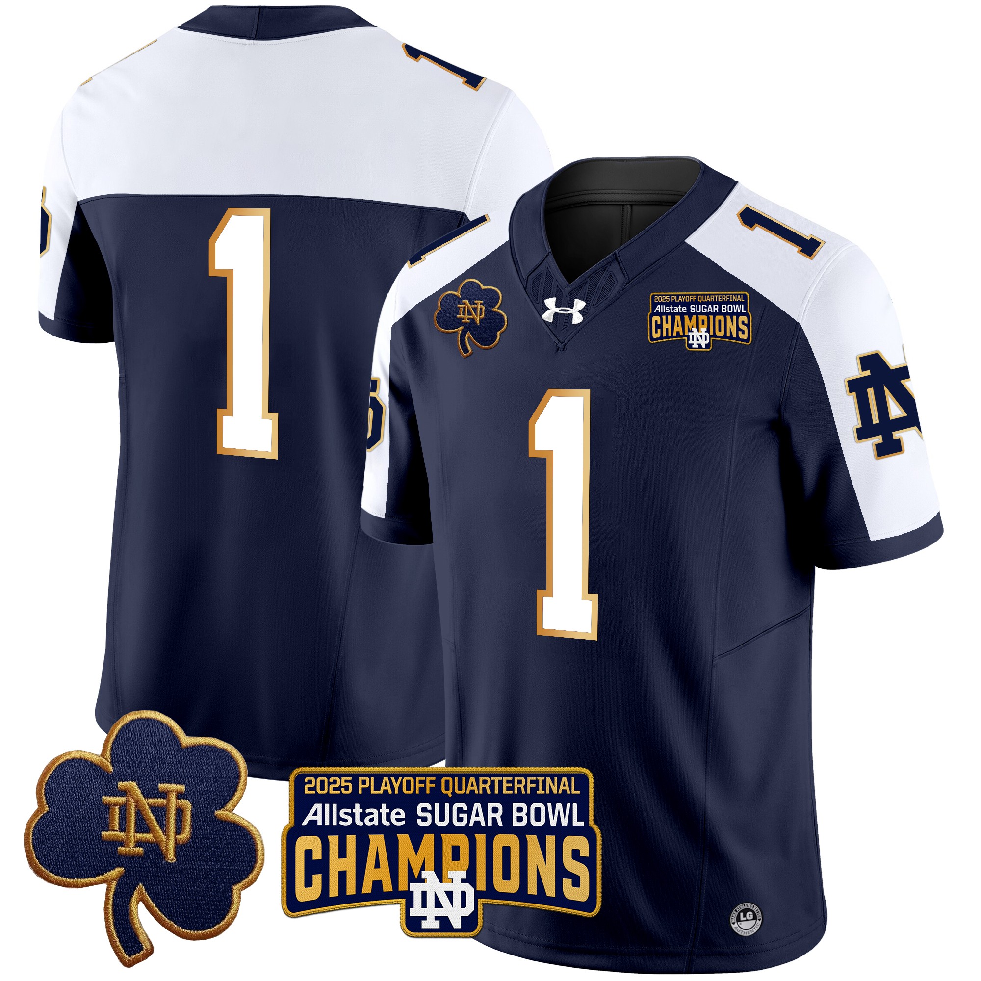 Men's Notre Dame Fighting Irish Playoff 2025 Sugar Bowl Champions Patch Vapor Limited Jersey - All Stitched