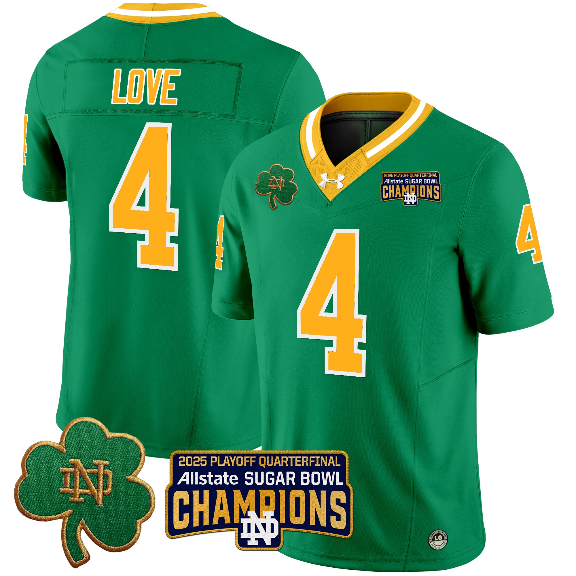 Men's Notre Dame Fighting Irish Playoff 2025 Sugar Bowl Champions Patch Vapor Limited Jersey - All Stitched