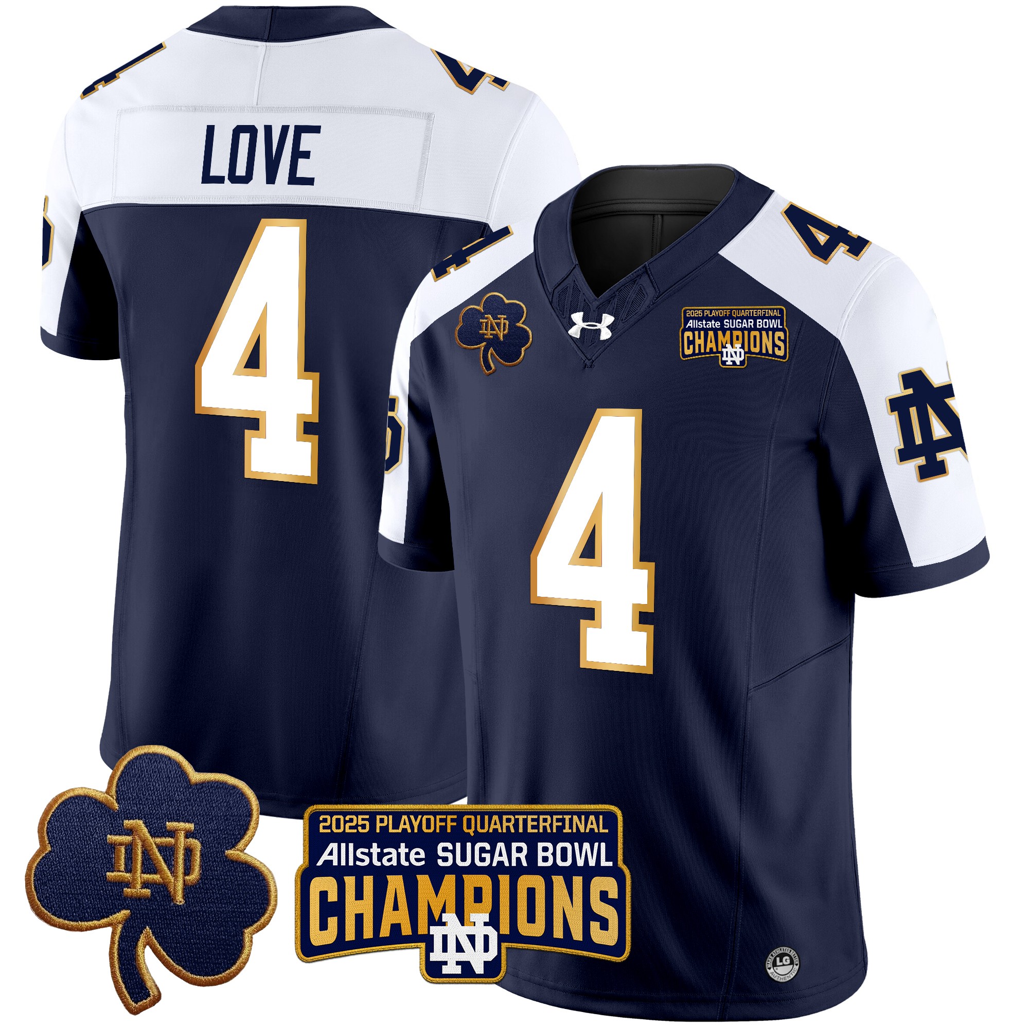 Men's Notre Dame Fighting Irish Playoff 2025 Sugar Bowl Champions Patch Vapor Limited Jersey - All Stitched