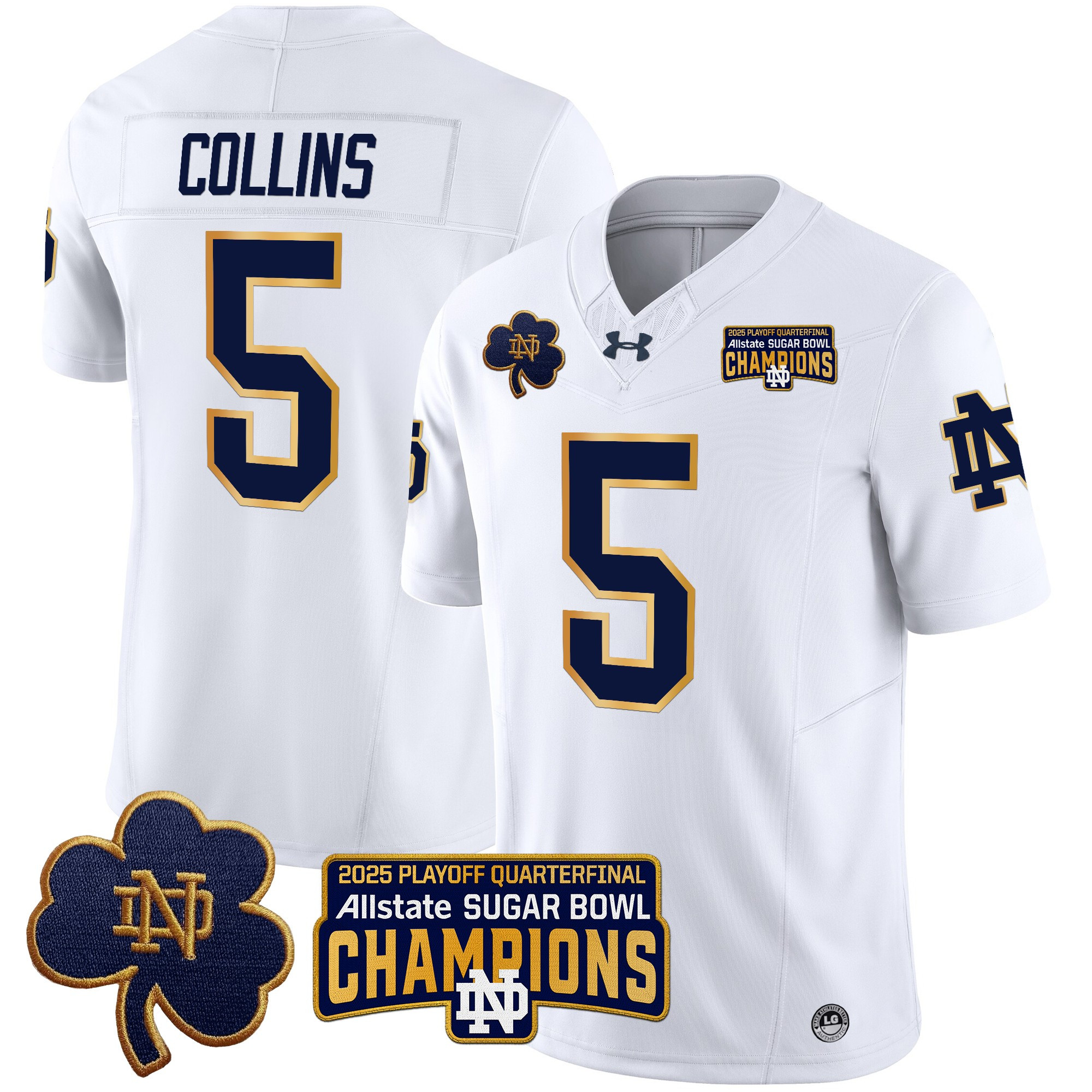 Men's Notre Dame Fighting Irish Playoff 2025 Sugar Bowl Champions Patch Vapor Limited Jersey - All Stitched