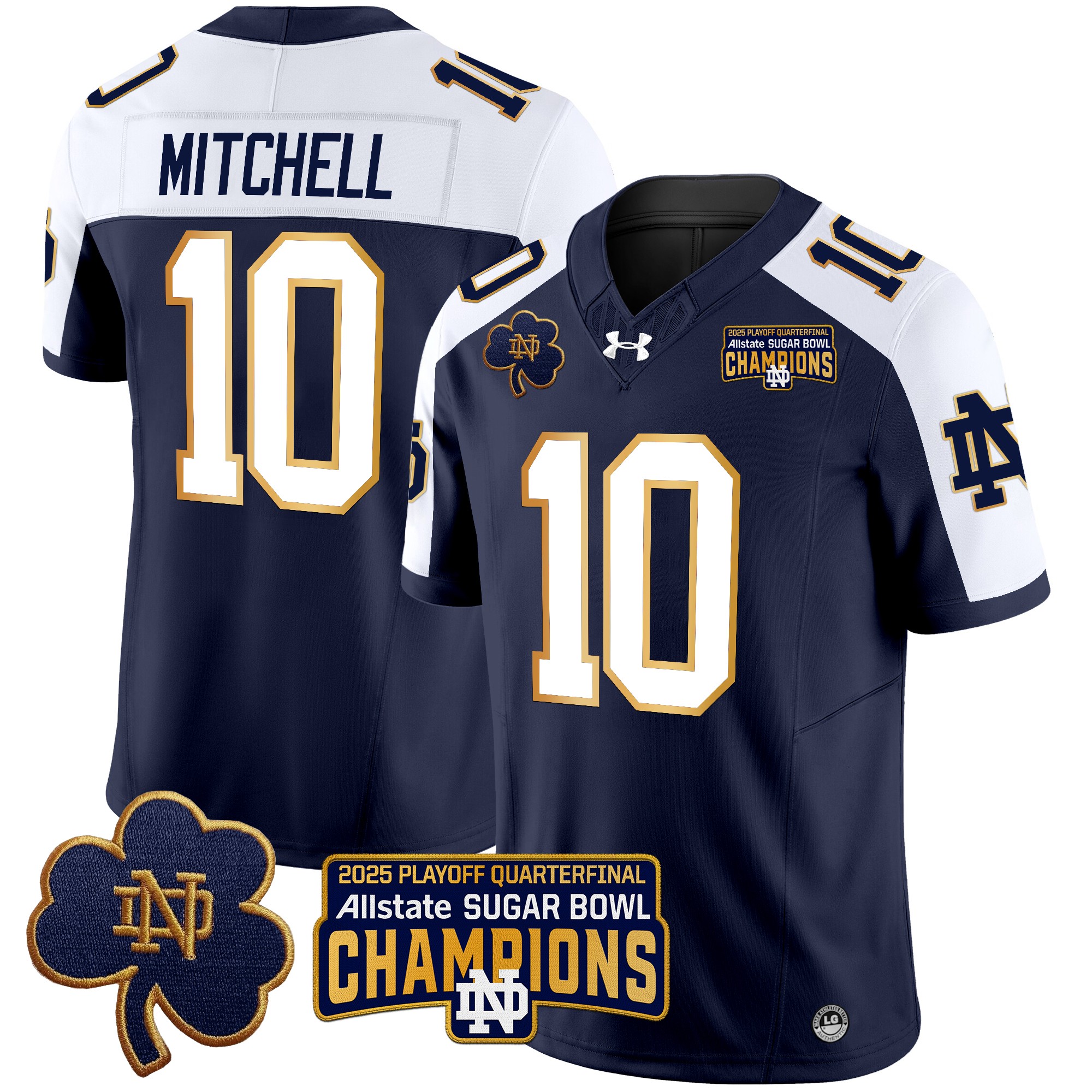 Men's Notre Dame Fighting Irish Playoff 2025 Sugar Bowl Champions Patch Vapor Limited Jersey - All Stitched