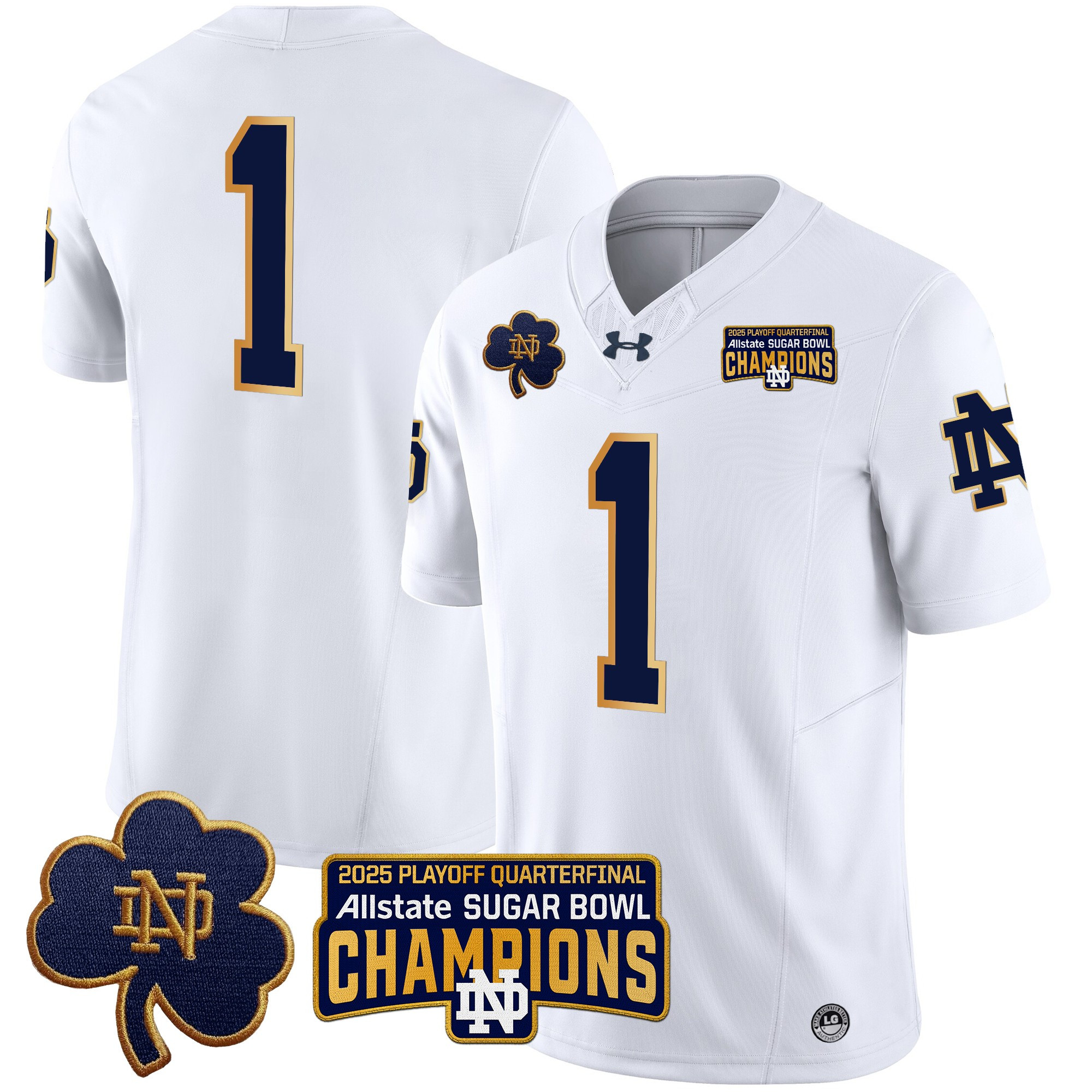 Men's Notre Dame Fighting Irish Playoff 2025 Sugar Bowl Champions Patch Vapor Limited Jersey - All Stitched