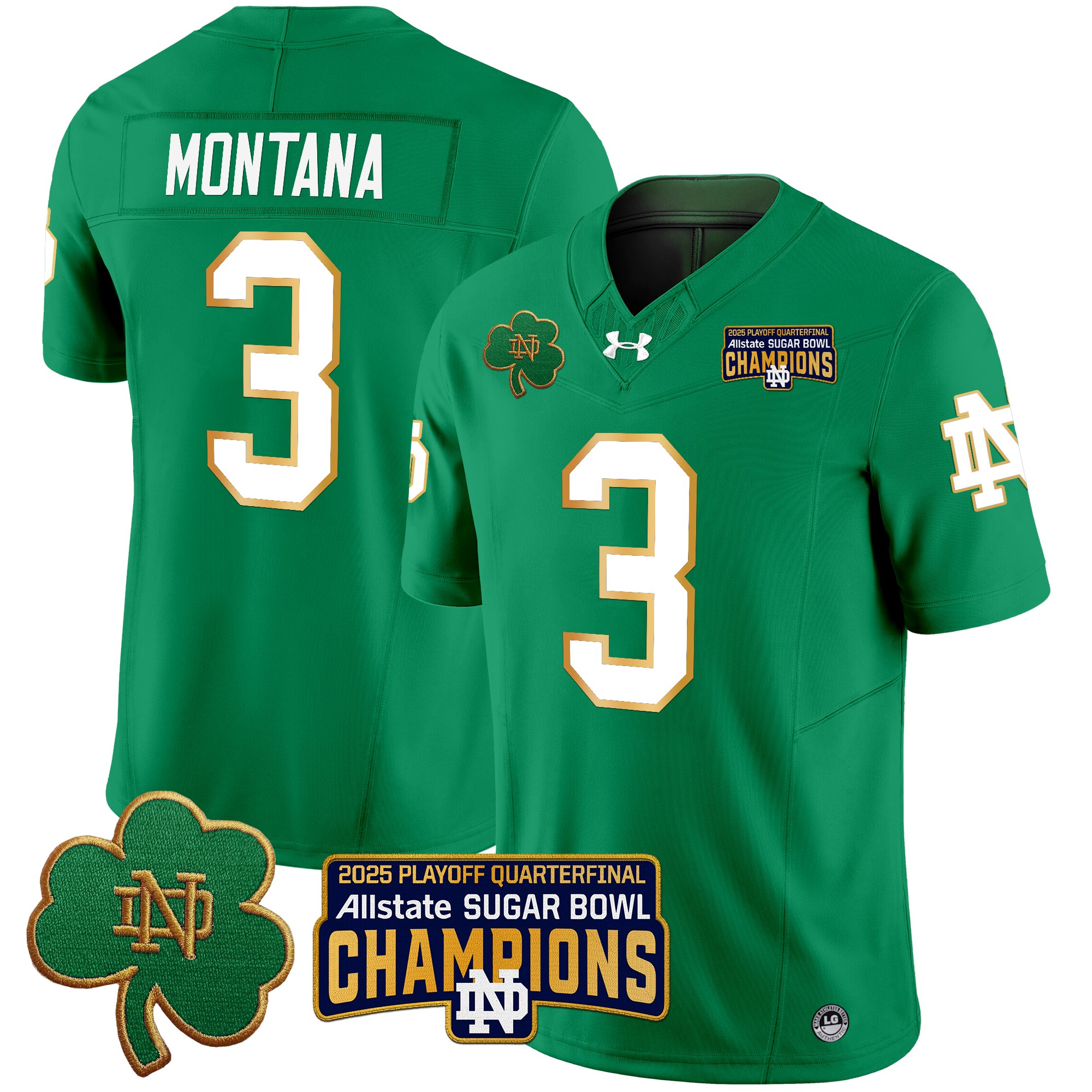 Men's Notre Dame Fighting Irish Playoff 2025 Sugar Bowl Champions Patch Vapor Limited Jersey - All Stitched
