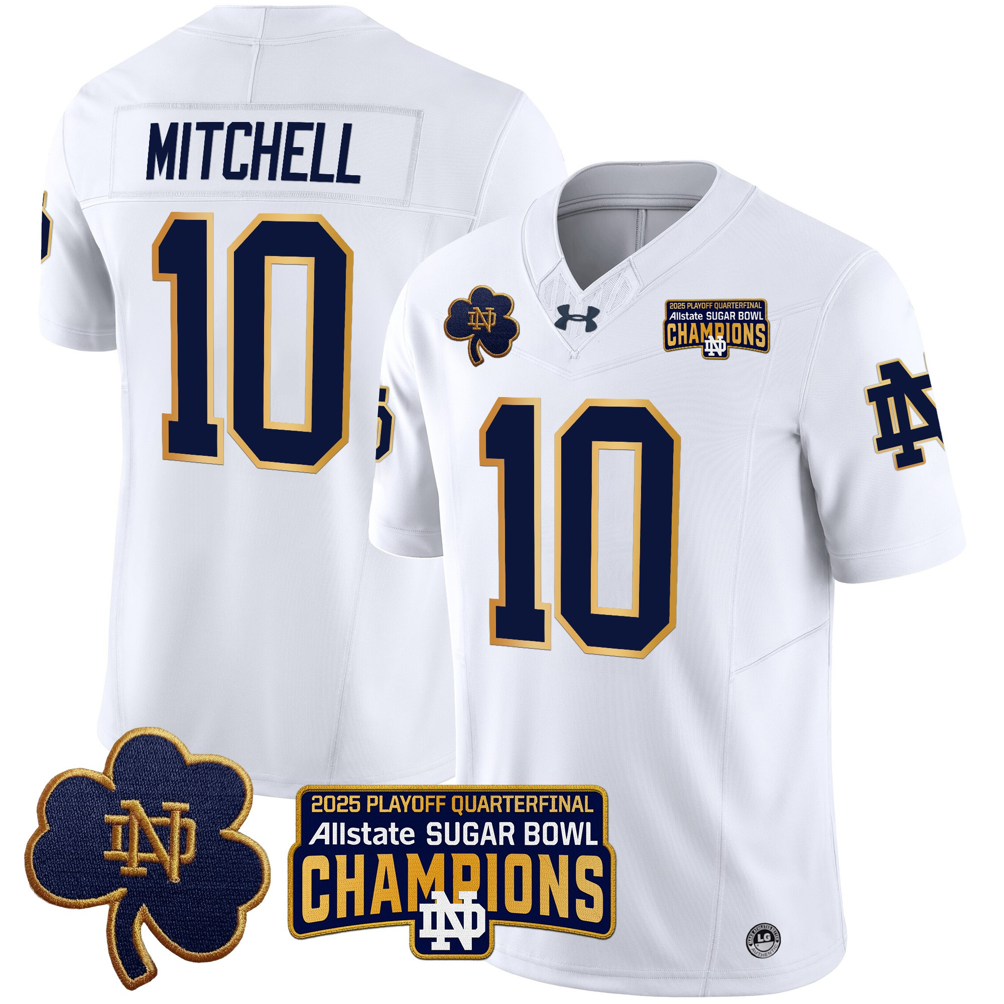 Men's Notre Dame Fighting Irish Playoff 2025 Sugar Bowl Champions Patch Vapor Limited Jersey - All Stitched