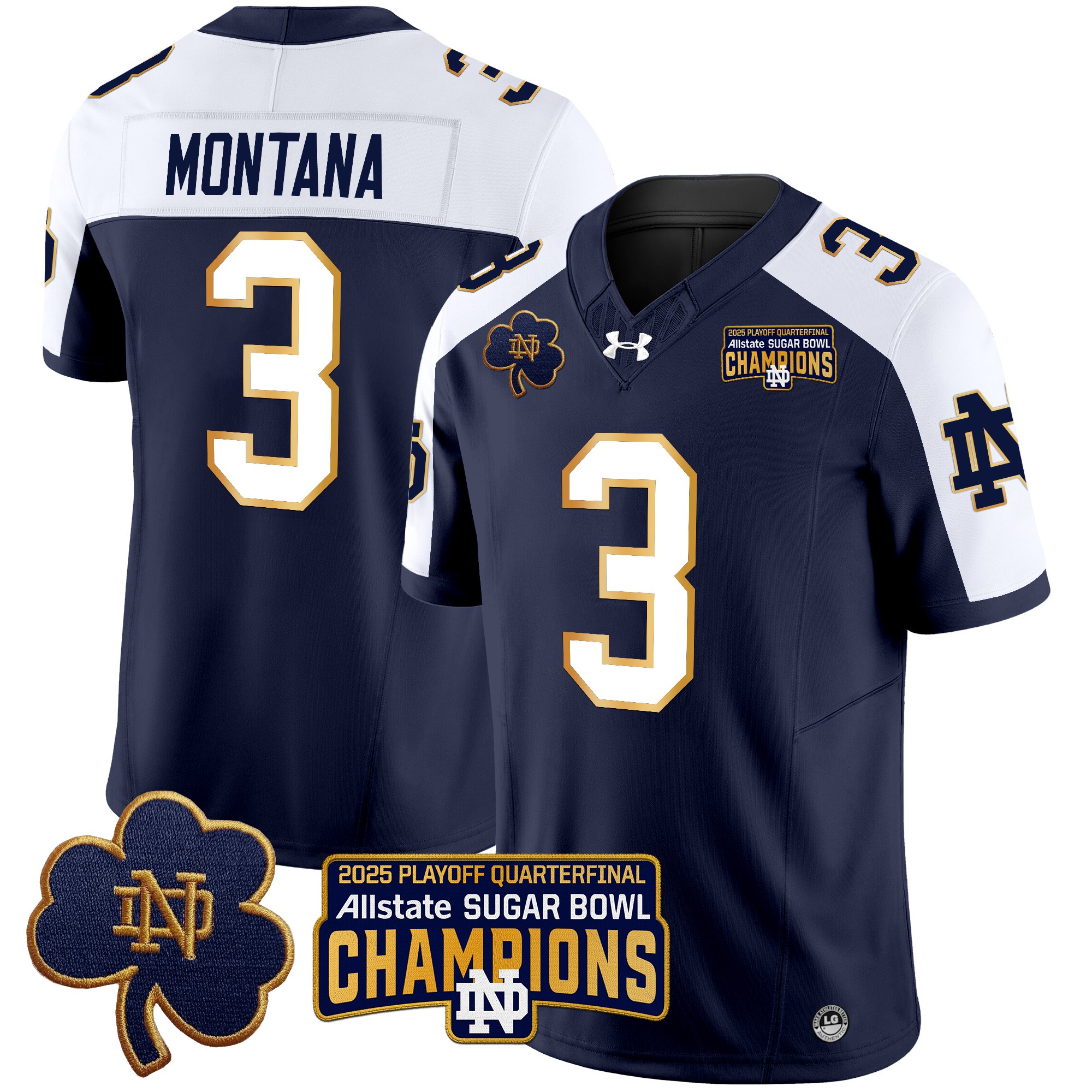 Men's Notre Dame Fighting Irish Playoff 2025 Sugar Bowl Champions Patch Vapor Limited Jersey - All Stitched