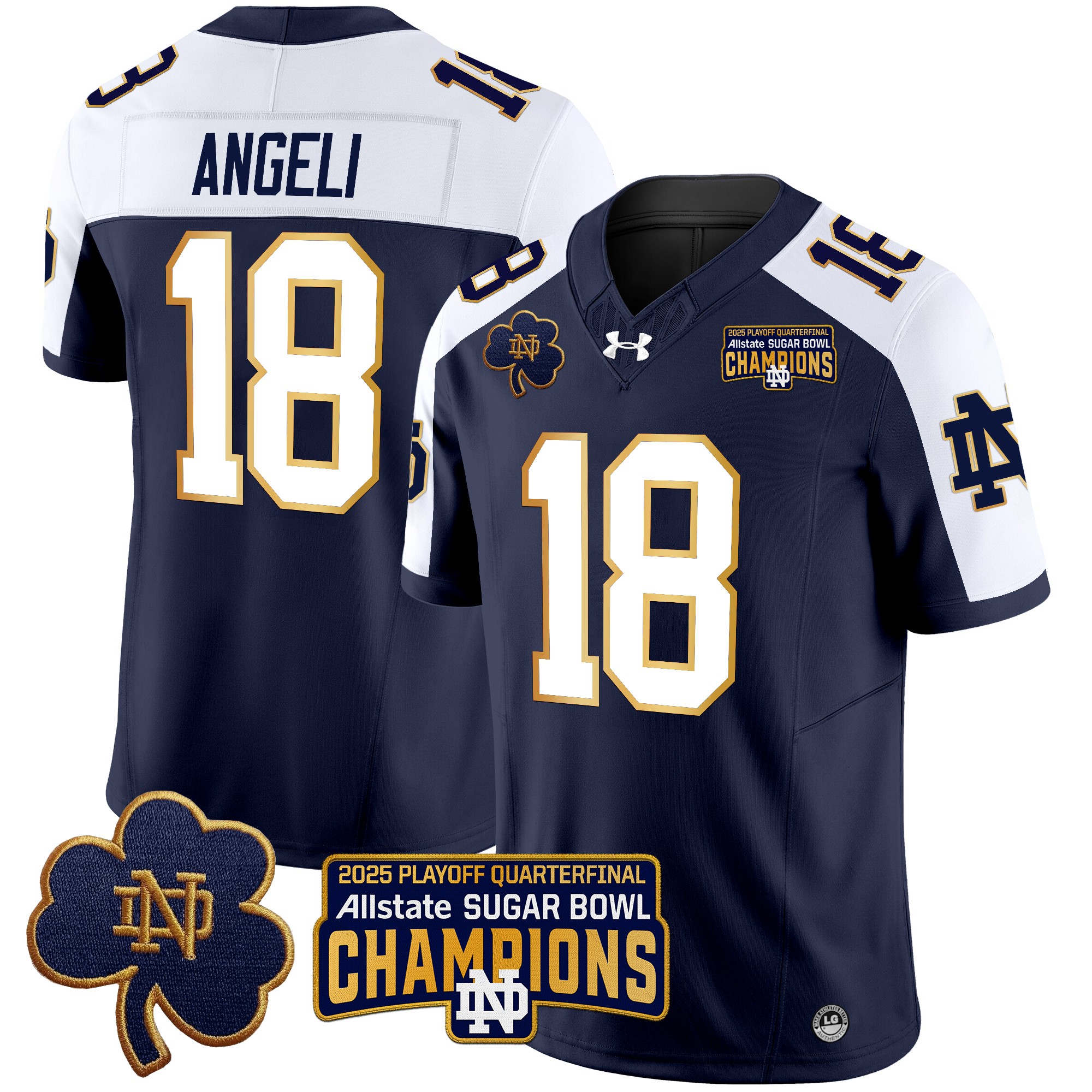 Men's Notre Dame Fighting Irish Playoff 2025 Sugar Bowl Champions Patch Vapor Limited Jersey - All Stitched