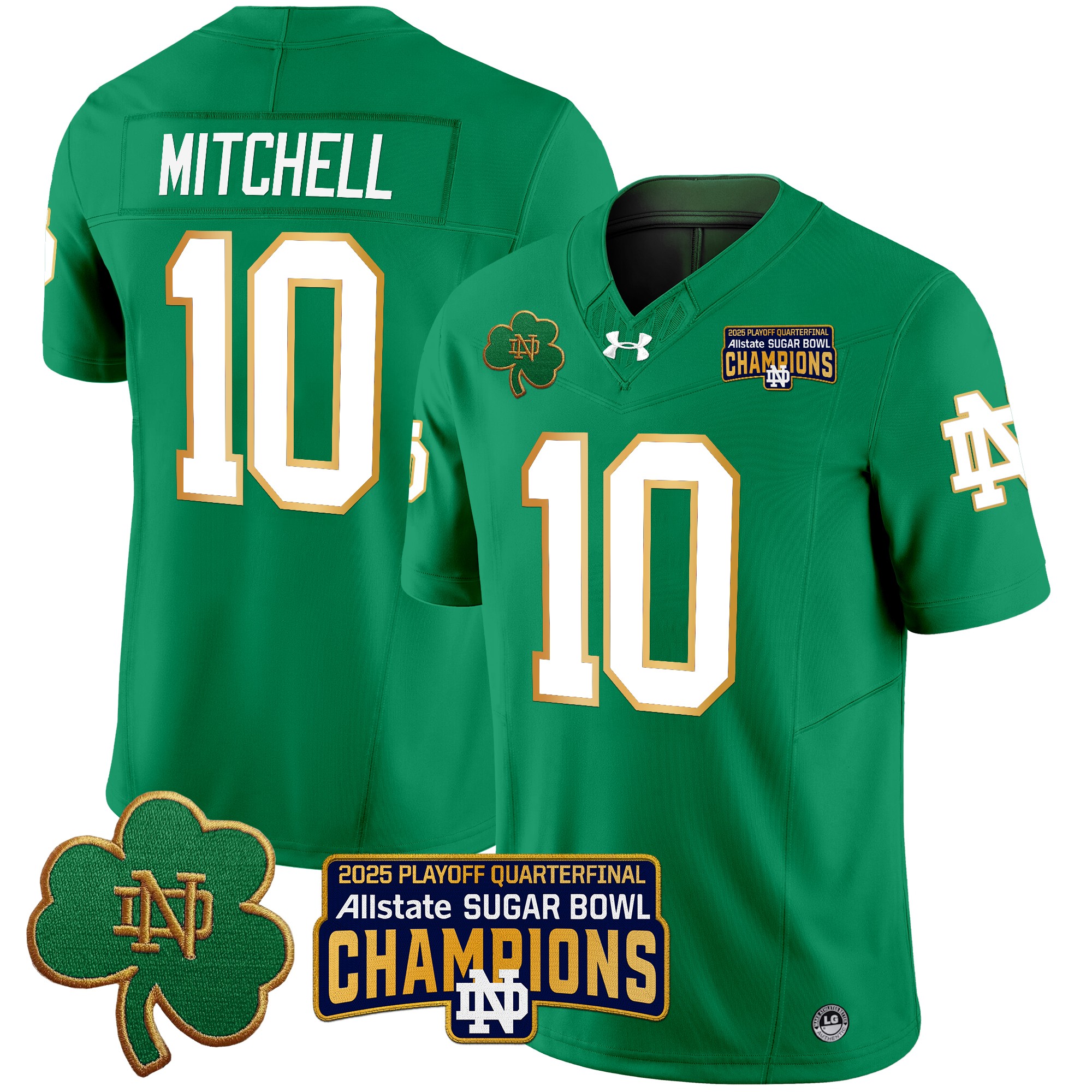 Men's Notre Dame Fighting Irish Playoff 2025 Sugar Bowl Champions Patch Vapor Limited Jersey - All Stitched