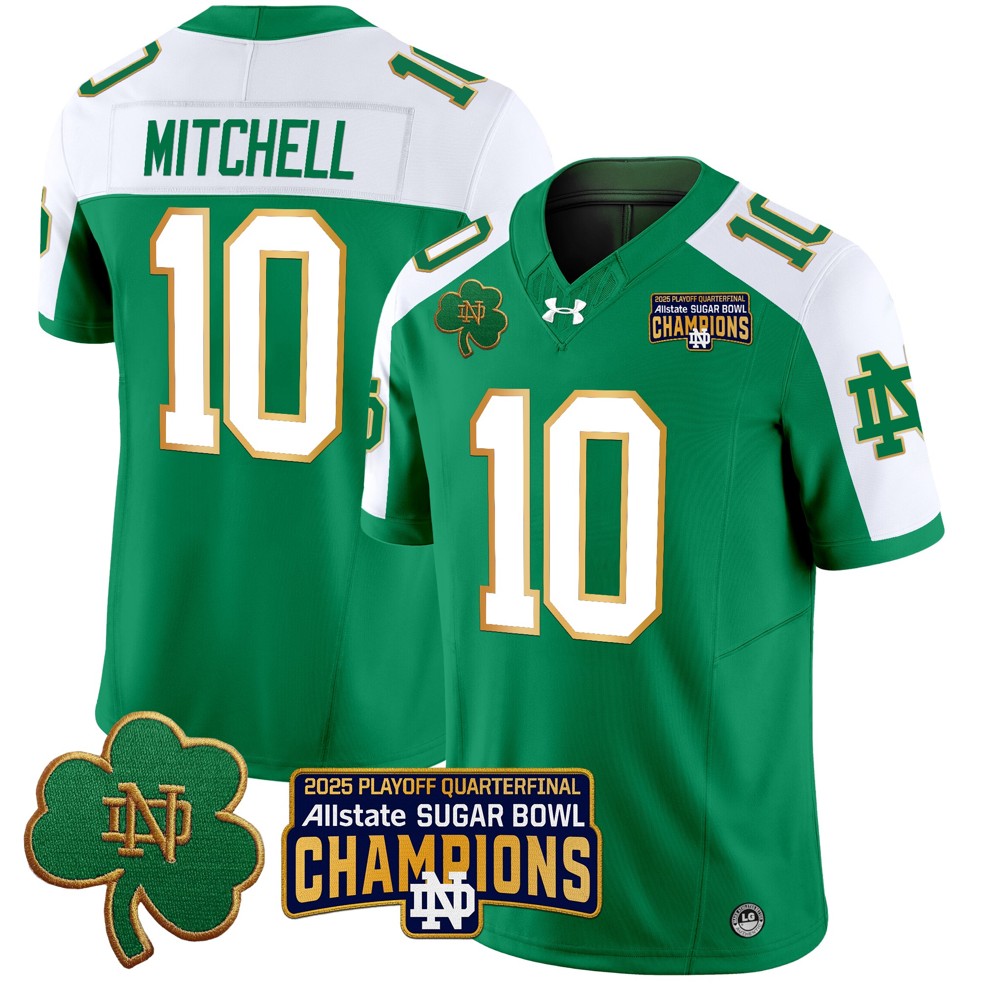 Men's Notre Dame Fighting Irish Playoff 2025 Sugar Bowl Champions Patch Vapor Limited Jersey - All Stitched