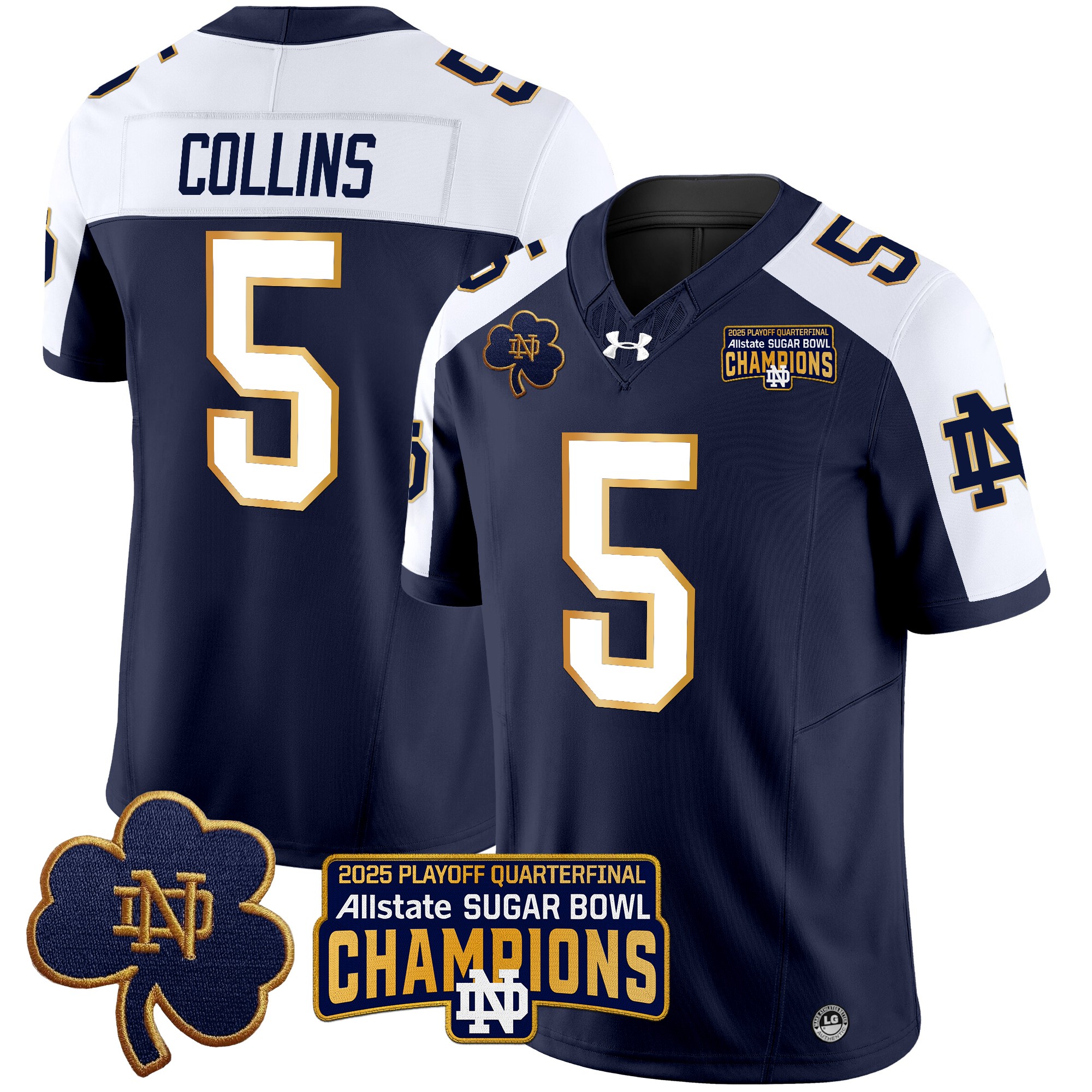 Men's Notre Dame Fighting Irish Playoff 2025 Sugar Bowl Champions Patch Vapor Limited Jersey - All Stitched