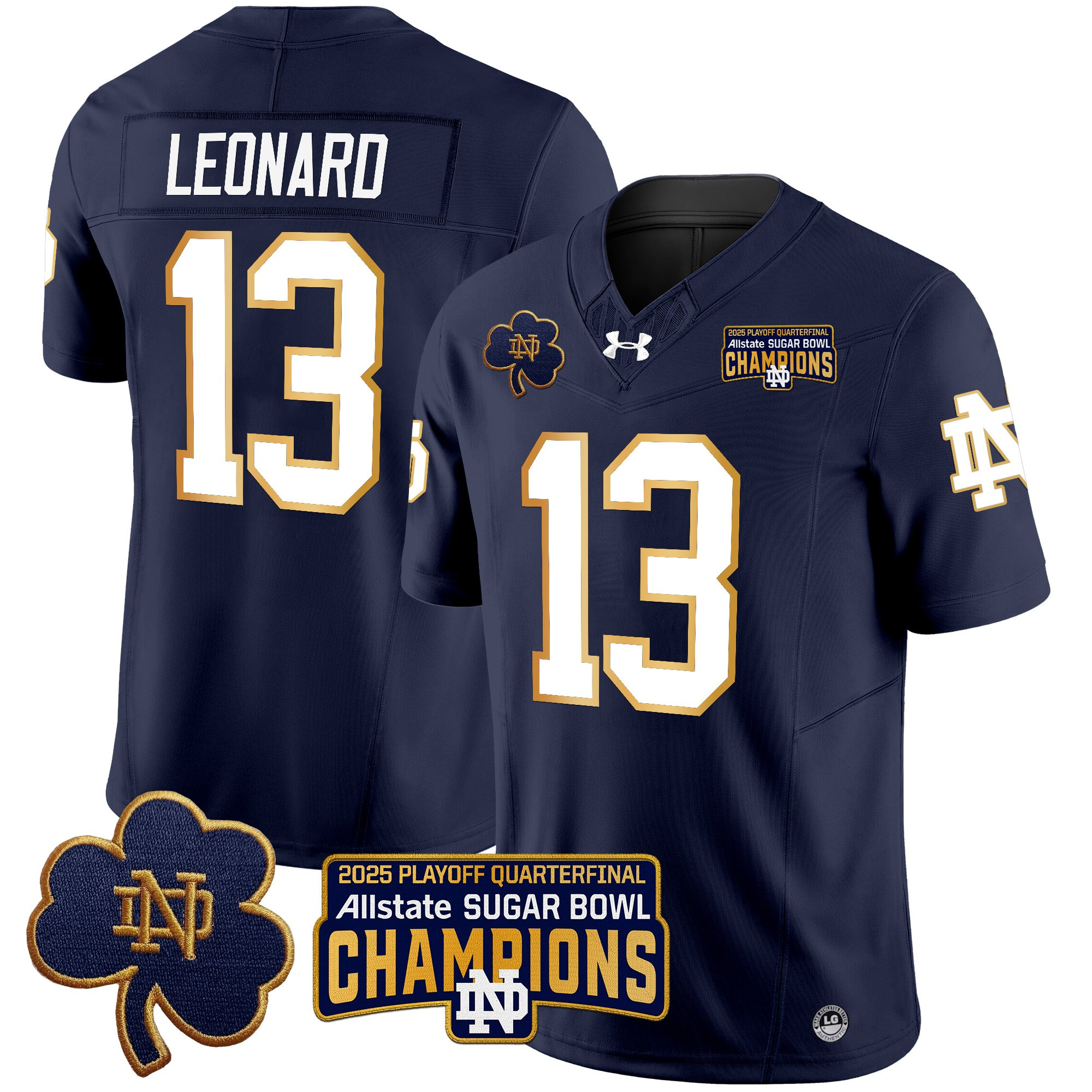Men's Notre Dame Fighting Irish Playoff 2025 Sugar Bowl Champions Patch Vapor Limited Jersey - All Stitched
