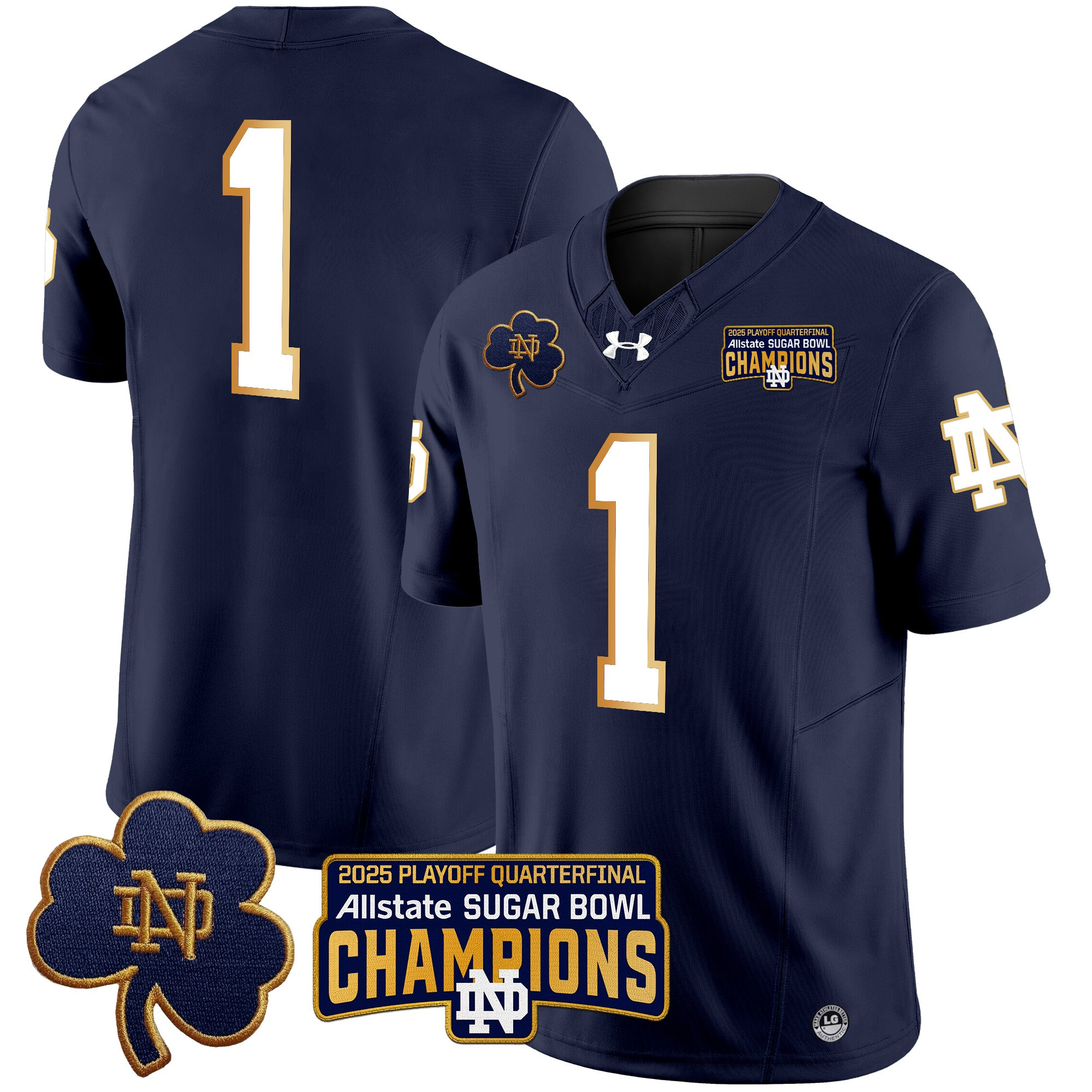 Men's Notre Dame Fighting Irish Playoff 2025 Sugar Bowl Champions Patch Vapor Limited Jersey - All Stitched