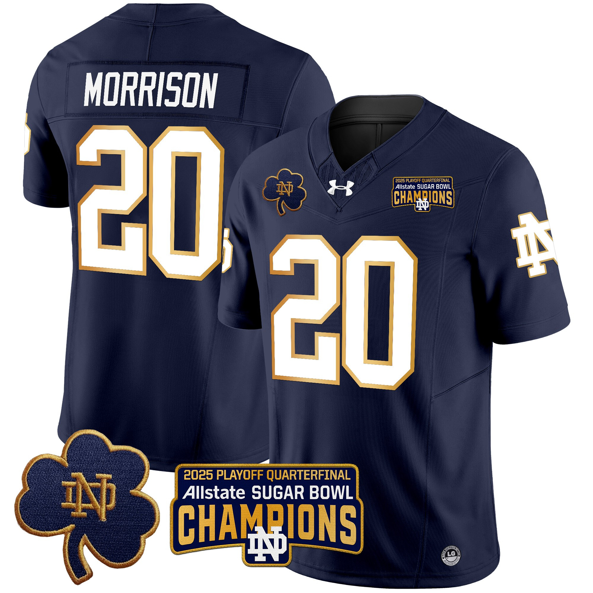 Men's Notre Dame Fighting Irish Playoff 2025 Sugar Bowl Champions Patch Vapor Limited Jersey - All Stitched