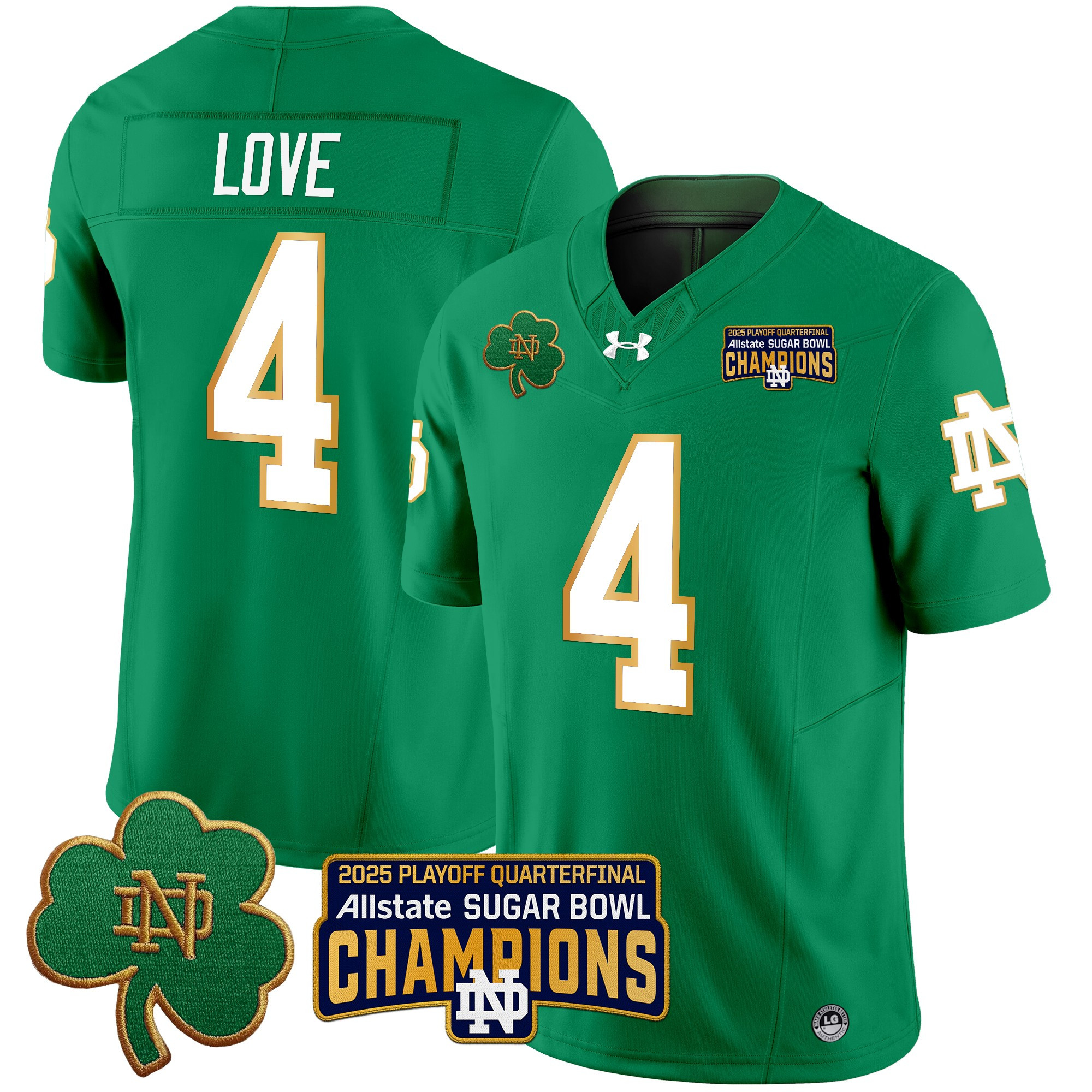 Men's Notre Dame Fighting Irish Playoff 2025 Sugar Bowl Champions Patch Vapor Limited Jersey - All Stitched