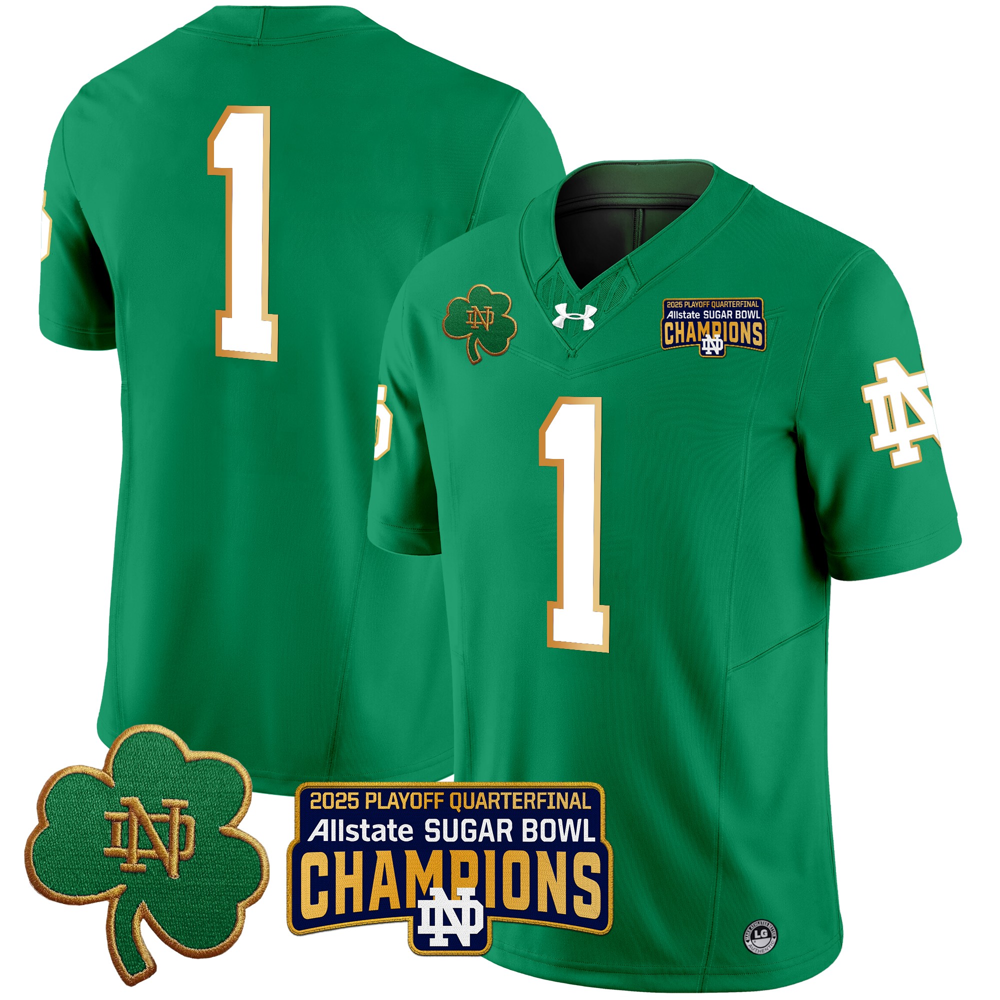 Men's Notre Dame Fighting Irish Playoff 2025 Sugar Bowl Champions Patch Vapor Limited Jersey - All Stitched