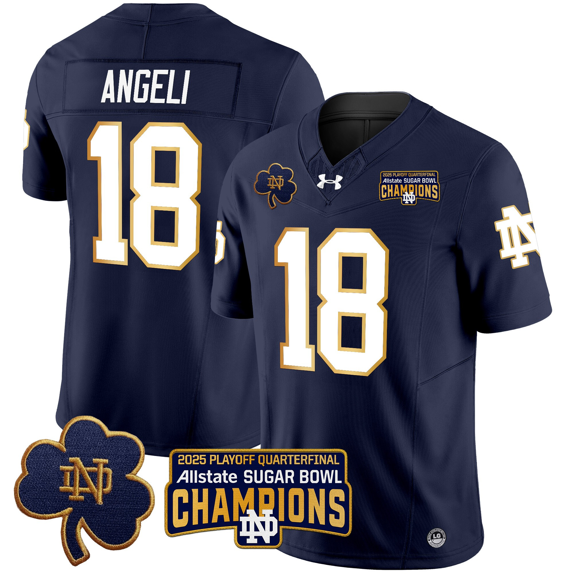 Men's Notre Dame Fighting Irish Playoff 2025 Sugar Bowl Champions Patch Vapor Limited Jersey - All Stitched