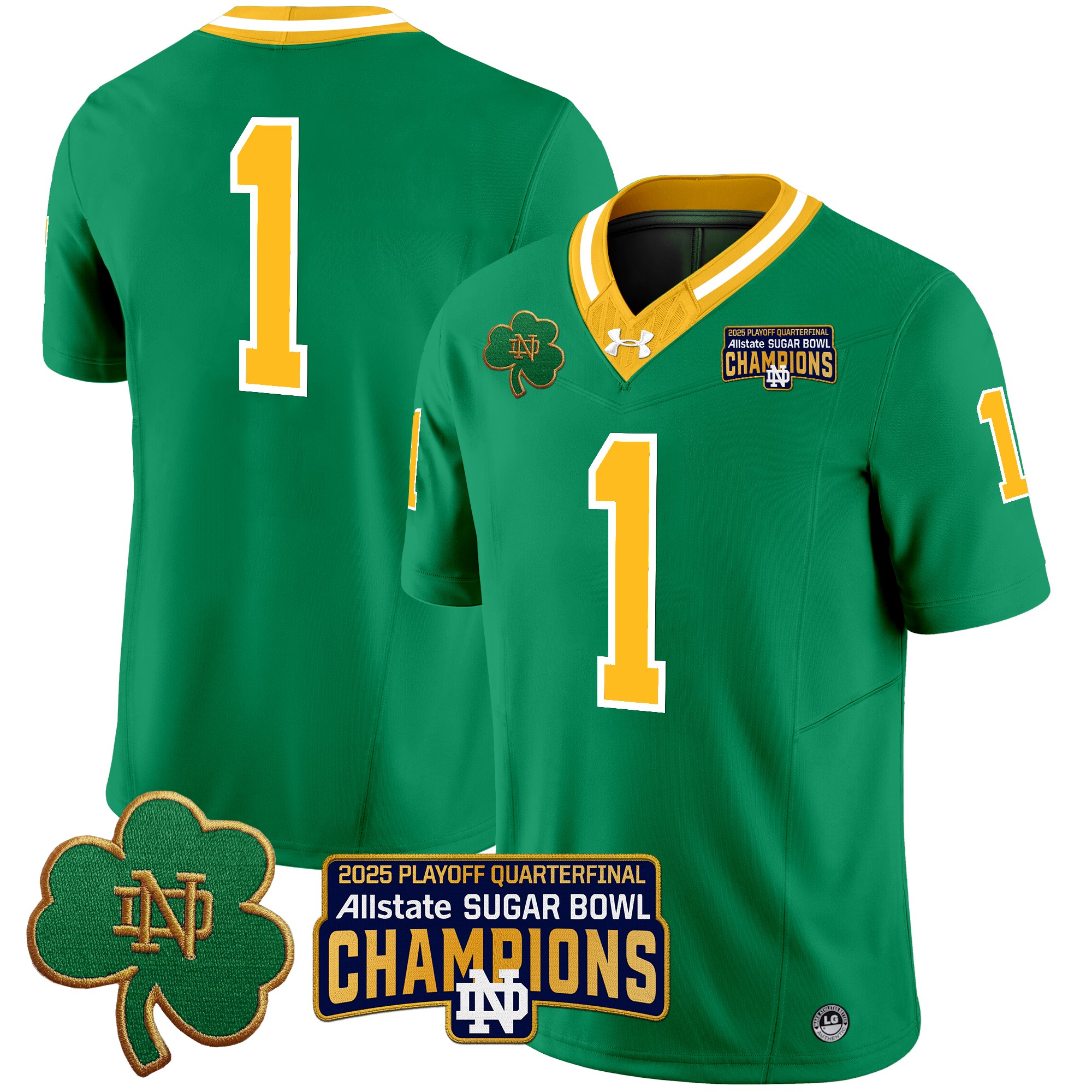 Men's Notre Dame Fighting Irish Playoff 2025 Sugar Bowl Champions Patch Vapor Limited Jersey - All Stitched