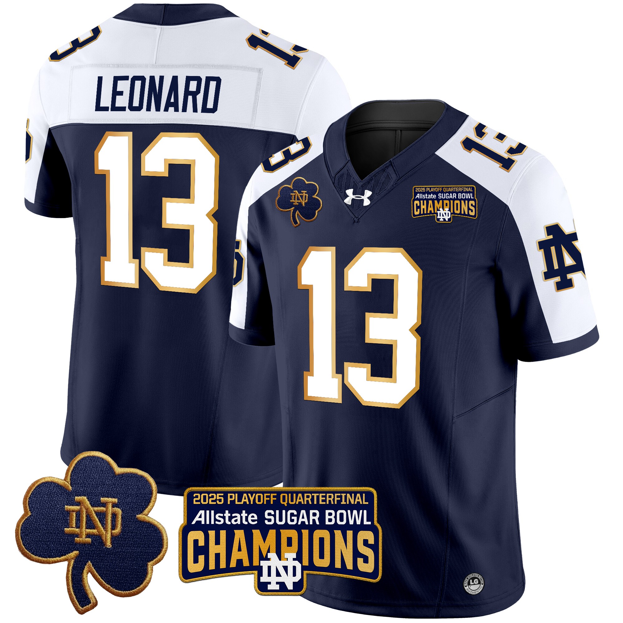 Men's Notre Dame Fighting Irish Playoff 2025 Sugar Bowl Champions Patch Vapor Limited Jersey - All Stitched