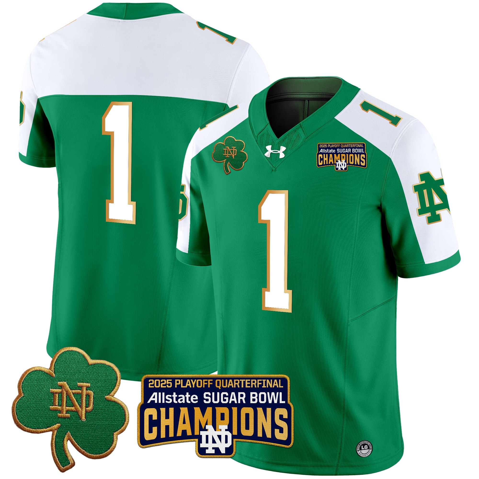 Men's Notre Dame Fighting Irish Playoff 2025 Sugar Bowl Champions Patch Vapor Limited Jersey - All Stitched