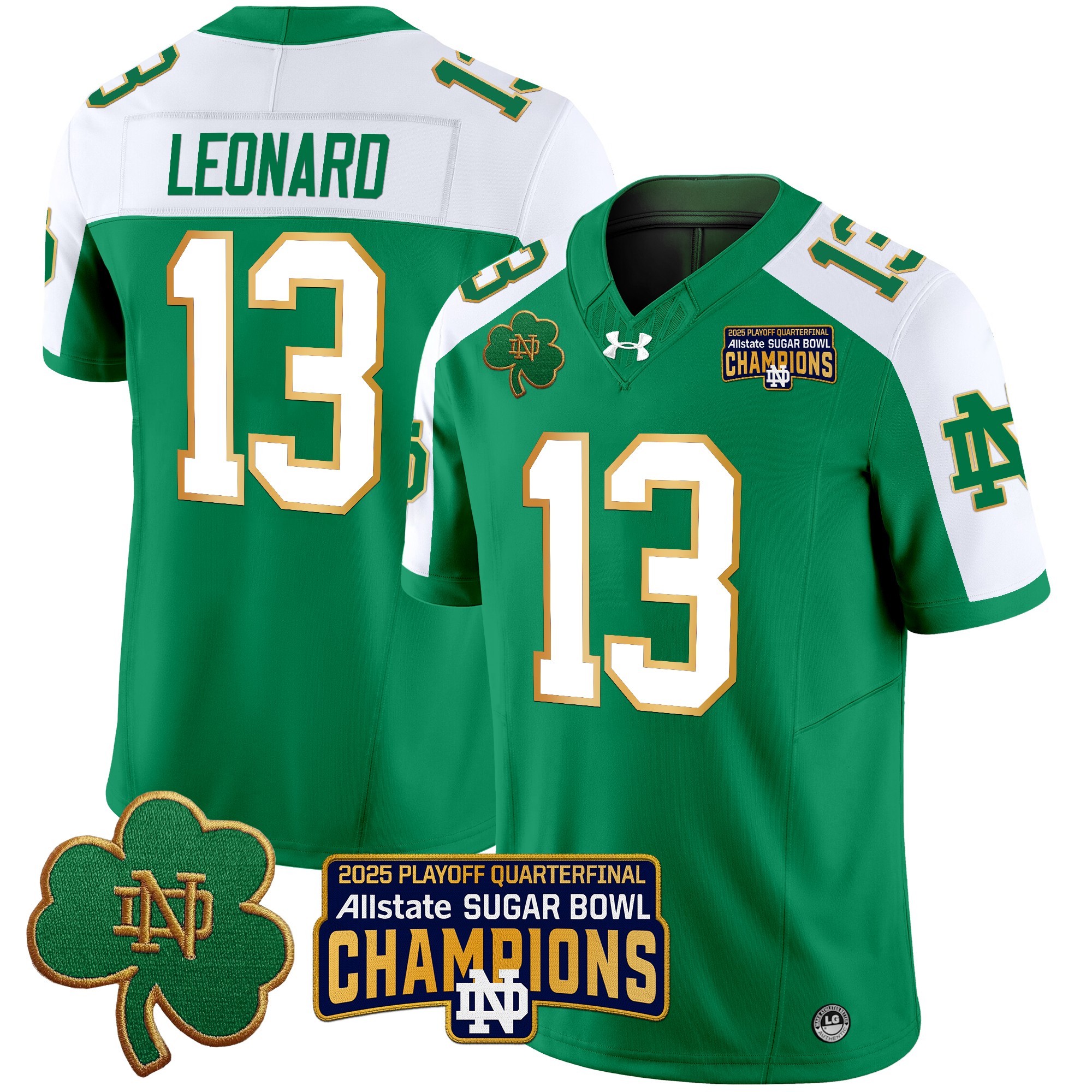 Men's Notre Dame Fighting Irish Playoff 2025 Sugar Bowl Champions Patch Vapor Limited Jersey - All Stitched