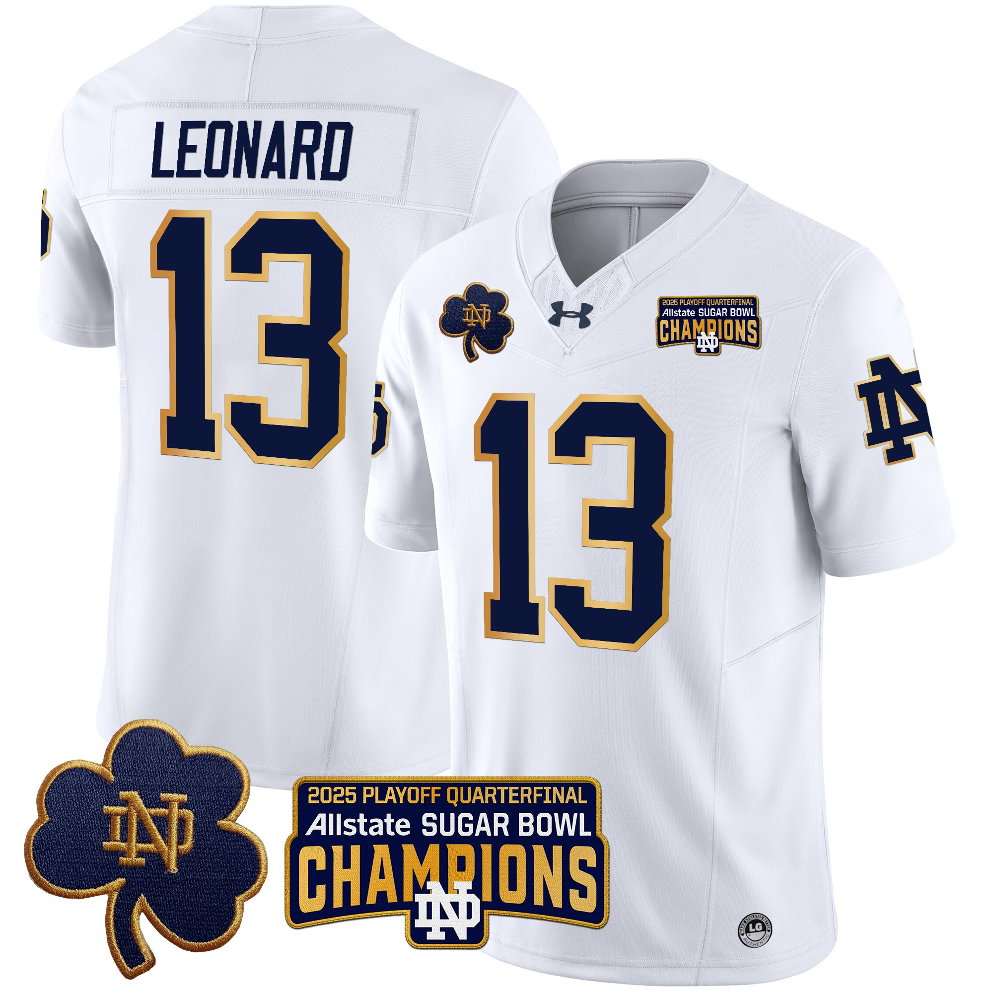 Men's Notre Dame Fighting Irish Playoff 2025 Sugar Bowl Champions Patch Vapor Limited Jersey - All Stitched