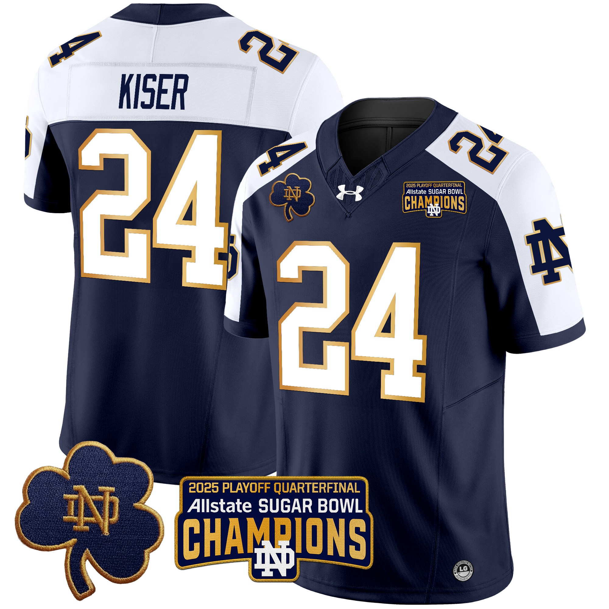 Men's Notre Dame Fighting Irish Playoff 2025 Sugar Bowl Champions Patch Vapor Limited Jersey - All Stitched