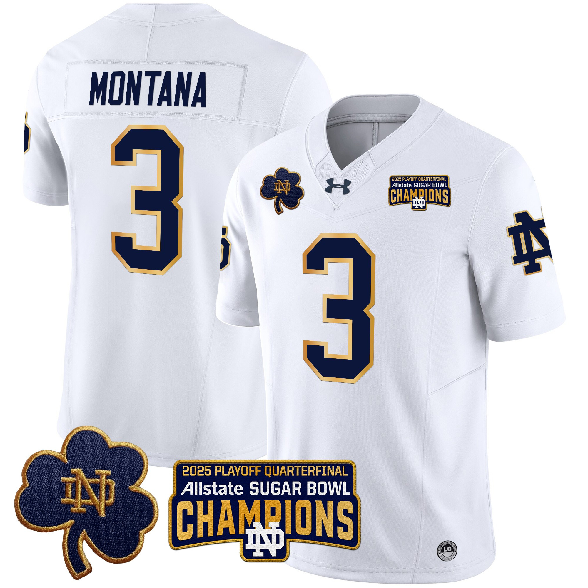 Men's Notre Dame Fighting Irish Playoff 2025 Sugar Bowl Champions Patch Vapor Limited Jersey - All Stitched