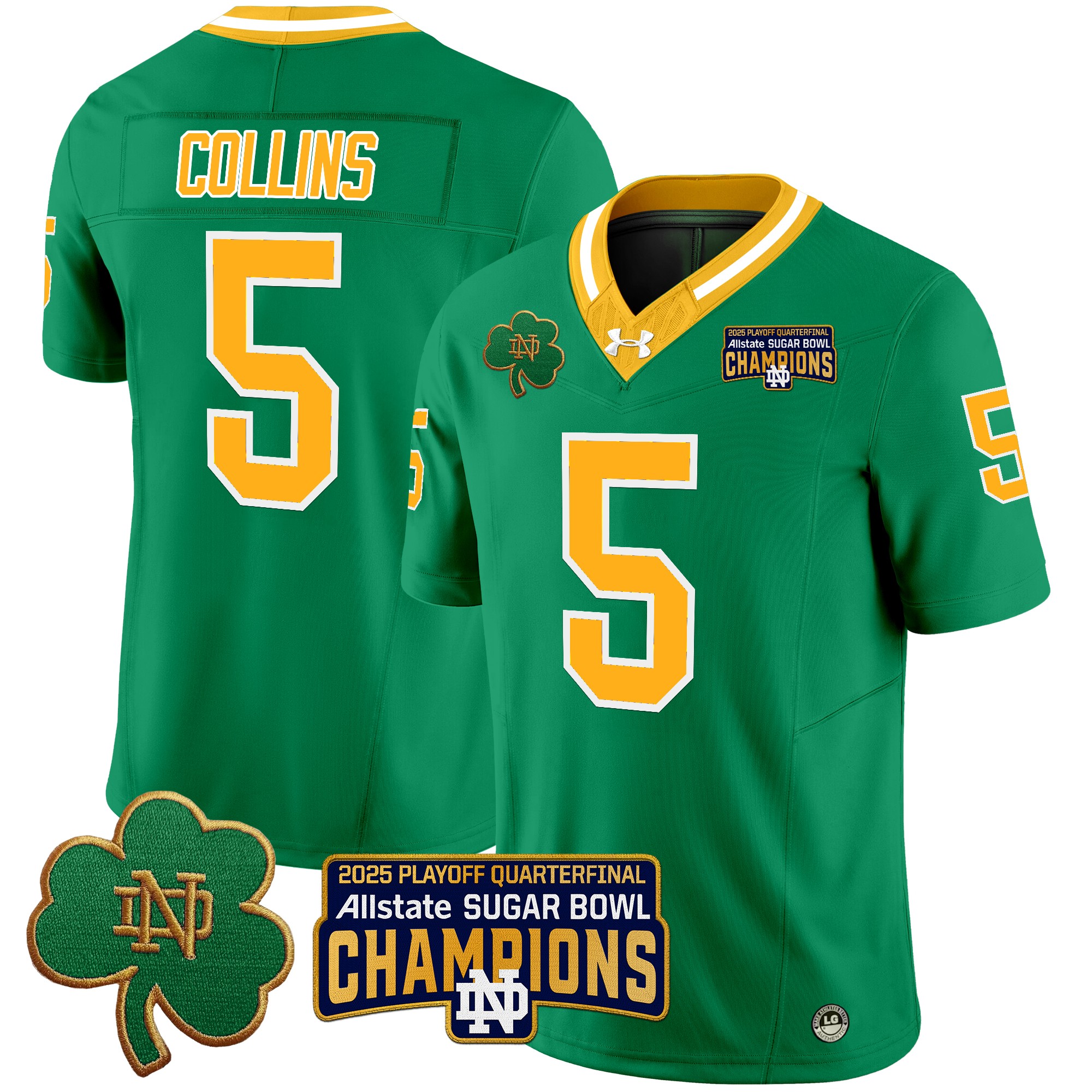 Men's Notre Dame Fighting Irish Playoff 2025 Sugar Bowl Champions Patch Vapor Limited Jersey - All Stitched