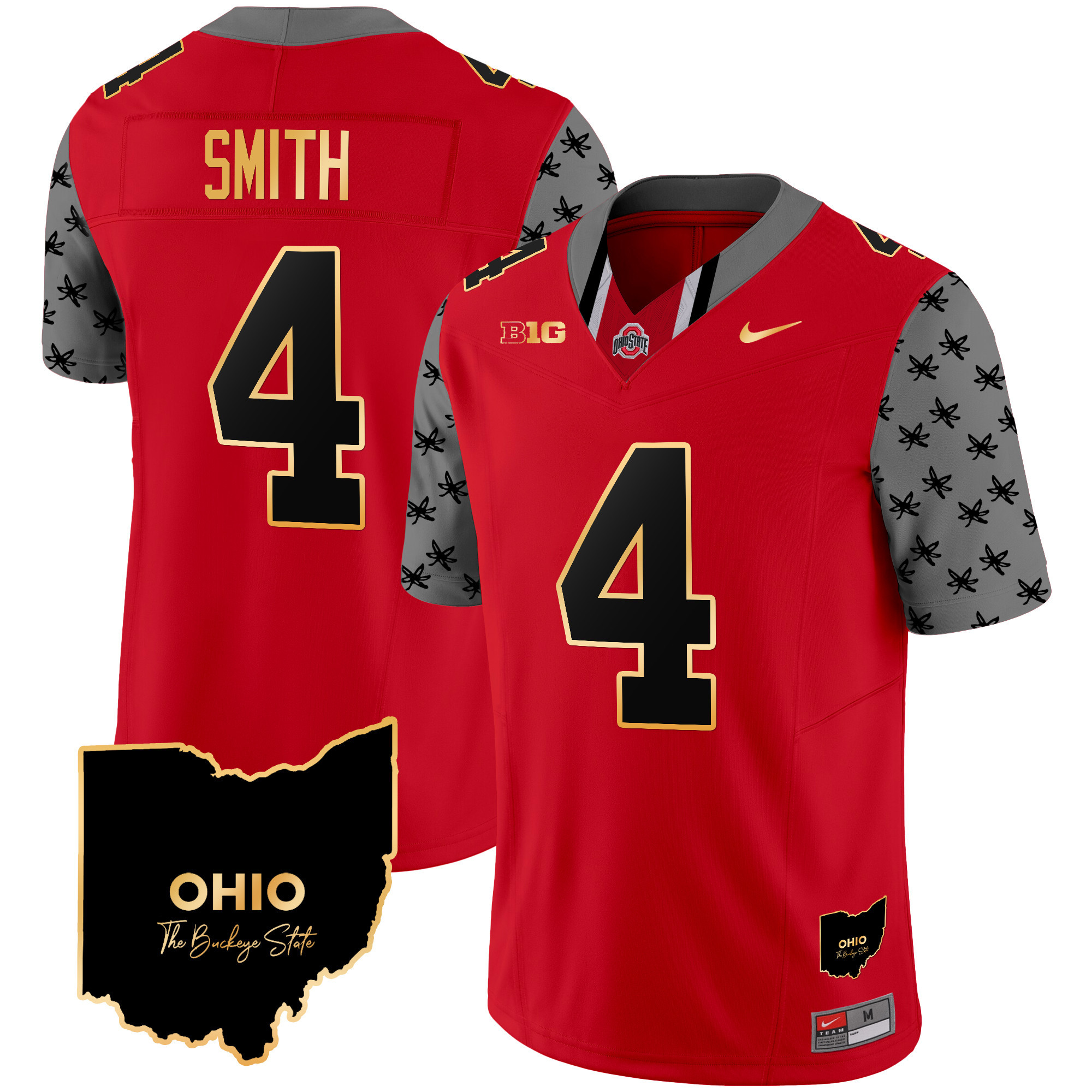 Men's Ohio State Buckeyes 2024 Home Patch Gold Trim Vapor Limited Jersey V2 - All Stitched