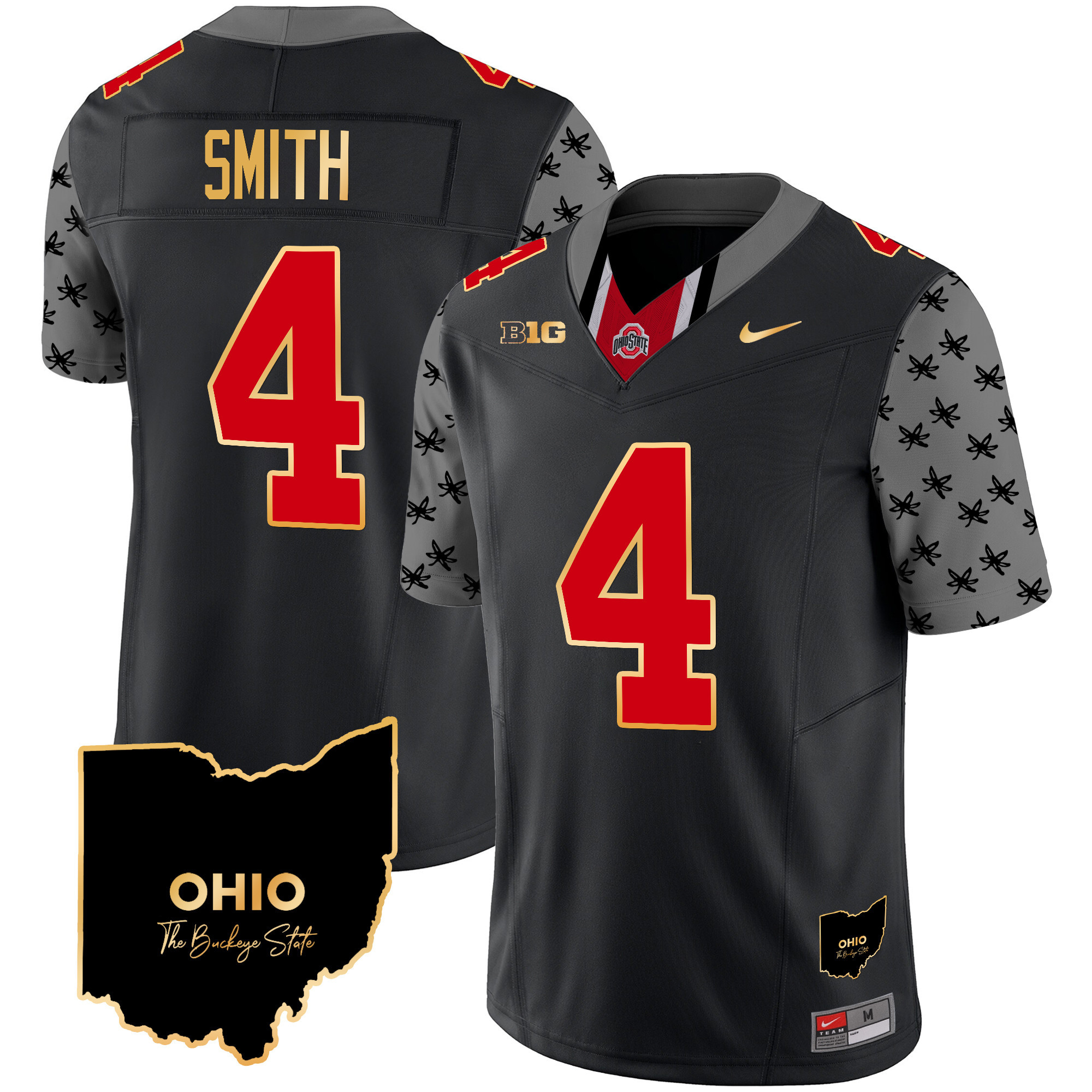 Men's Ohio State Buckeyes 2024 Home Patch Gold Trim Vapor Limited Jersey V2 - All Stitched