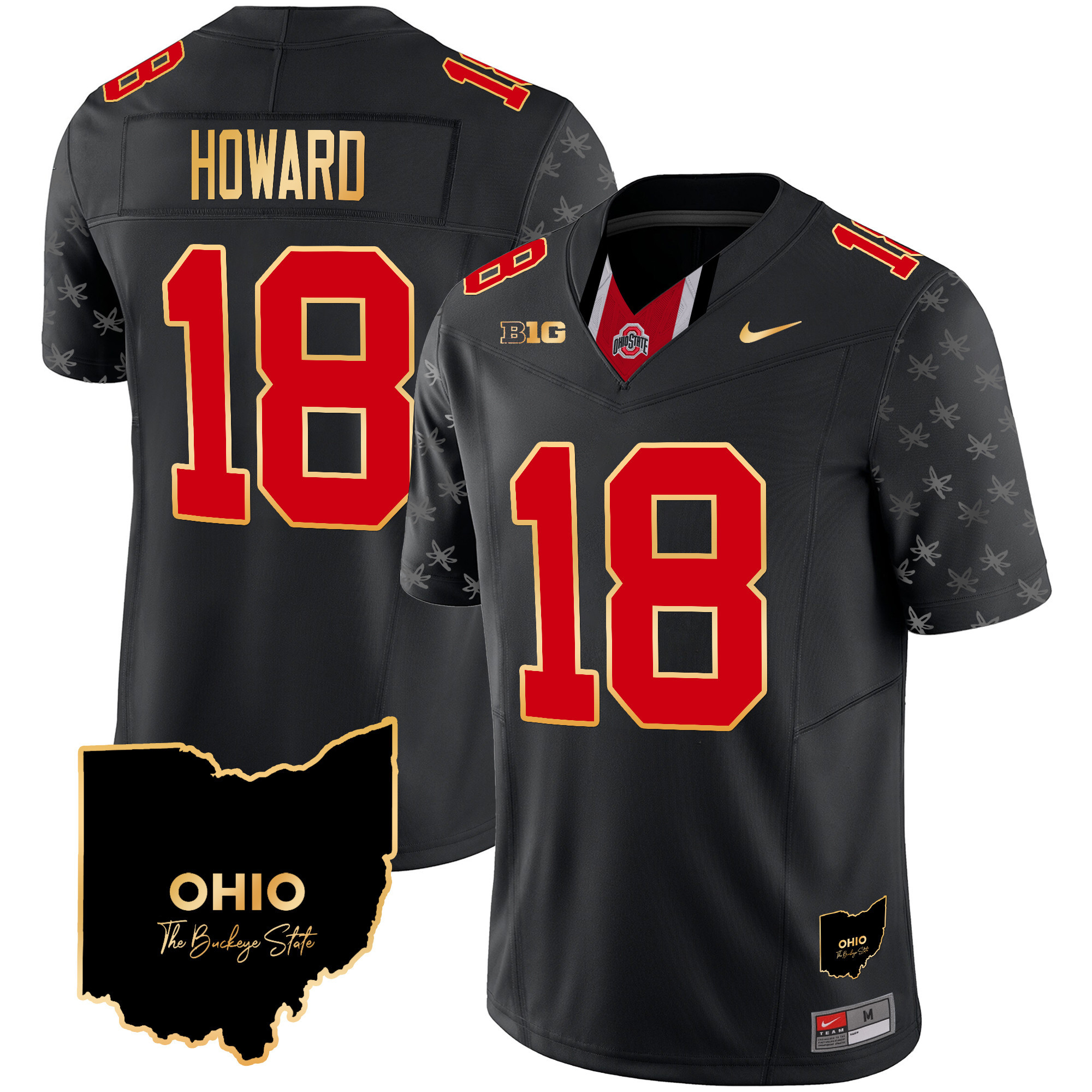 Men's Ohio State Buckeyes 2024 Home Patch Gold Trim Vapor Limited Jersey V2 - All Stitched