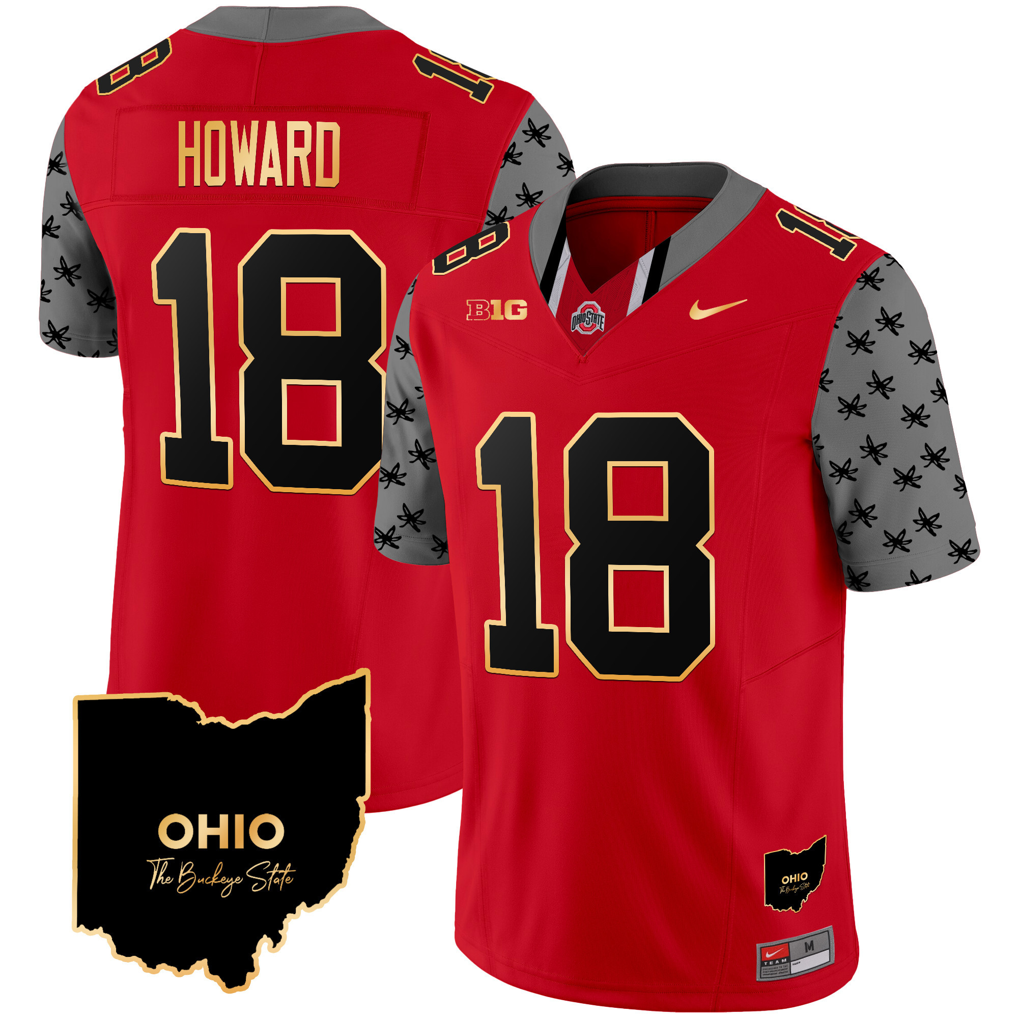 Men's Ohio State Buckeyes 2024 Home Patch Gold Trim Vapor Limited Jersey V2 - All Stitched
