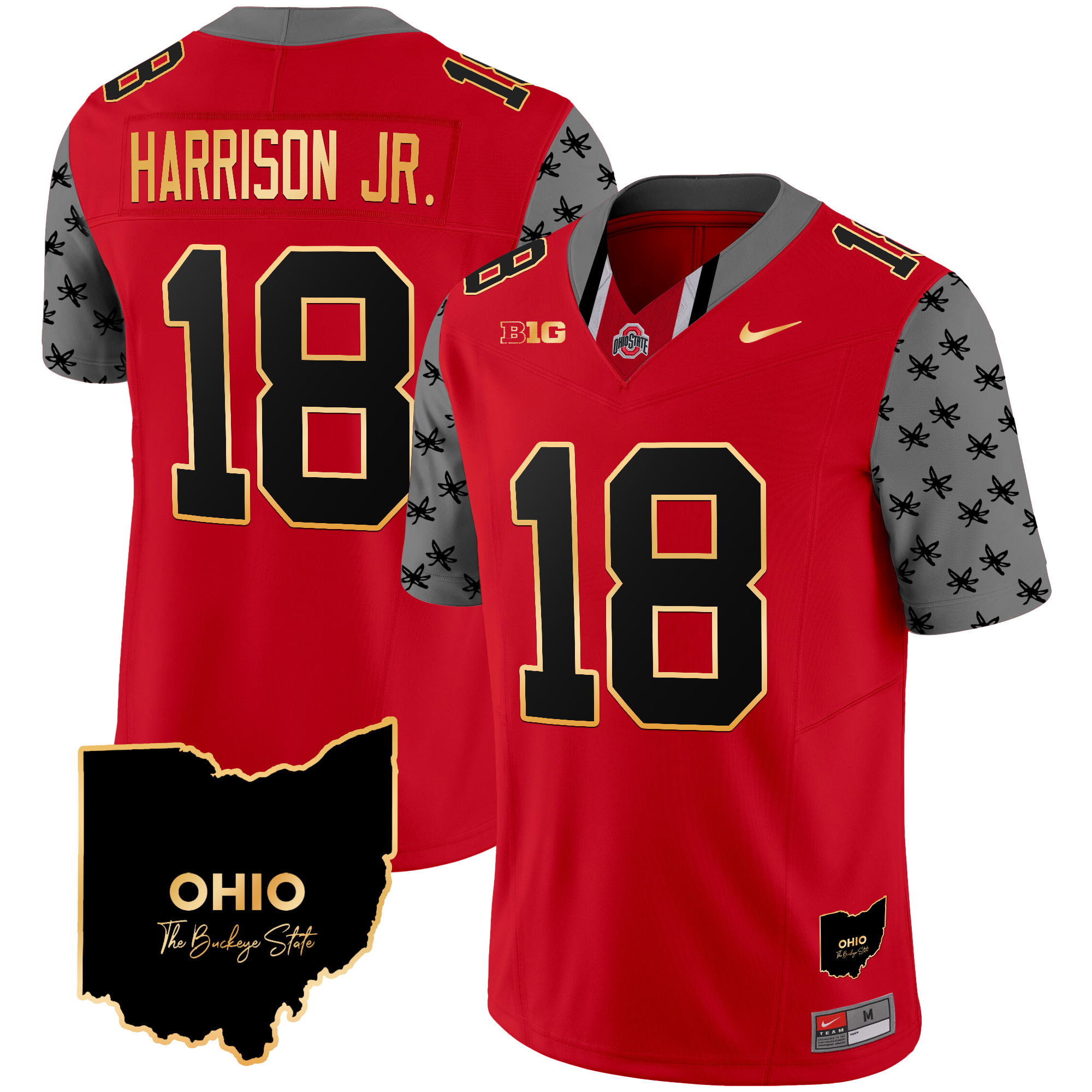 Men's Ohio State Buckeyes 2024 Home Patch Gold Trim Vapor Limited Jersey V2 - All Stitched