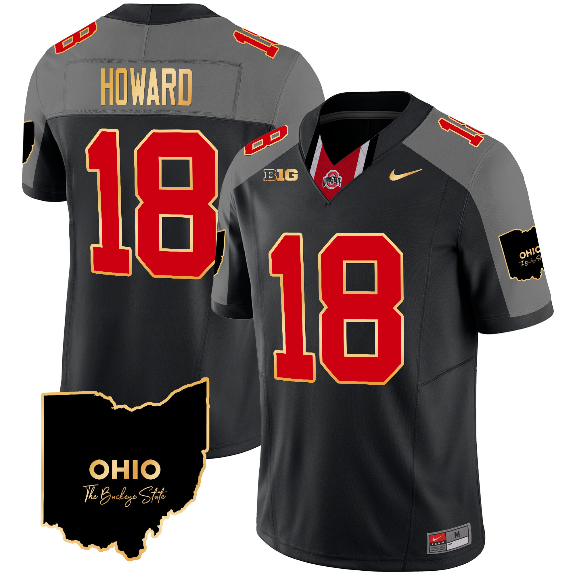 Men's Ohio State Buckeyes 2024 Home Patch Gold Trim Vapor Limited Jersey V2 - All Stitched