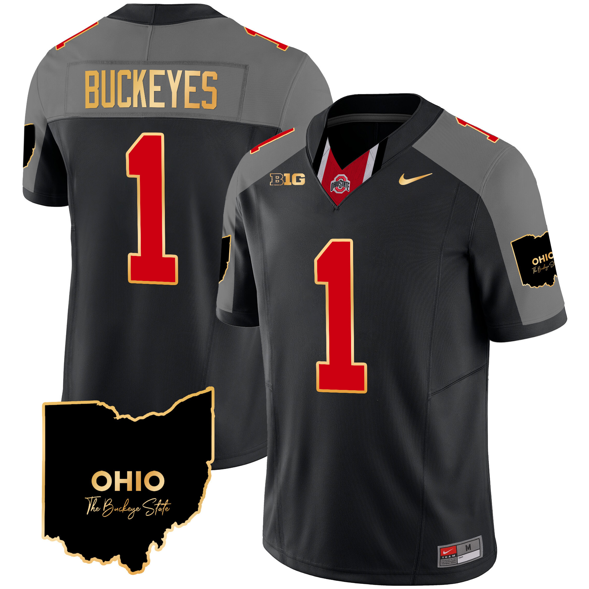 Men's Ohio State Buckeyes 2024 Home Patch Gold Trim Vapor Limited Jersey V2 - All Stitched