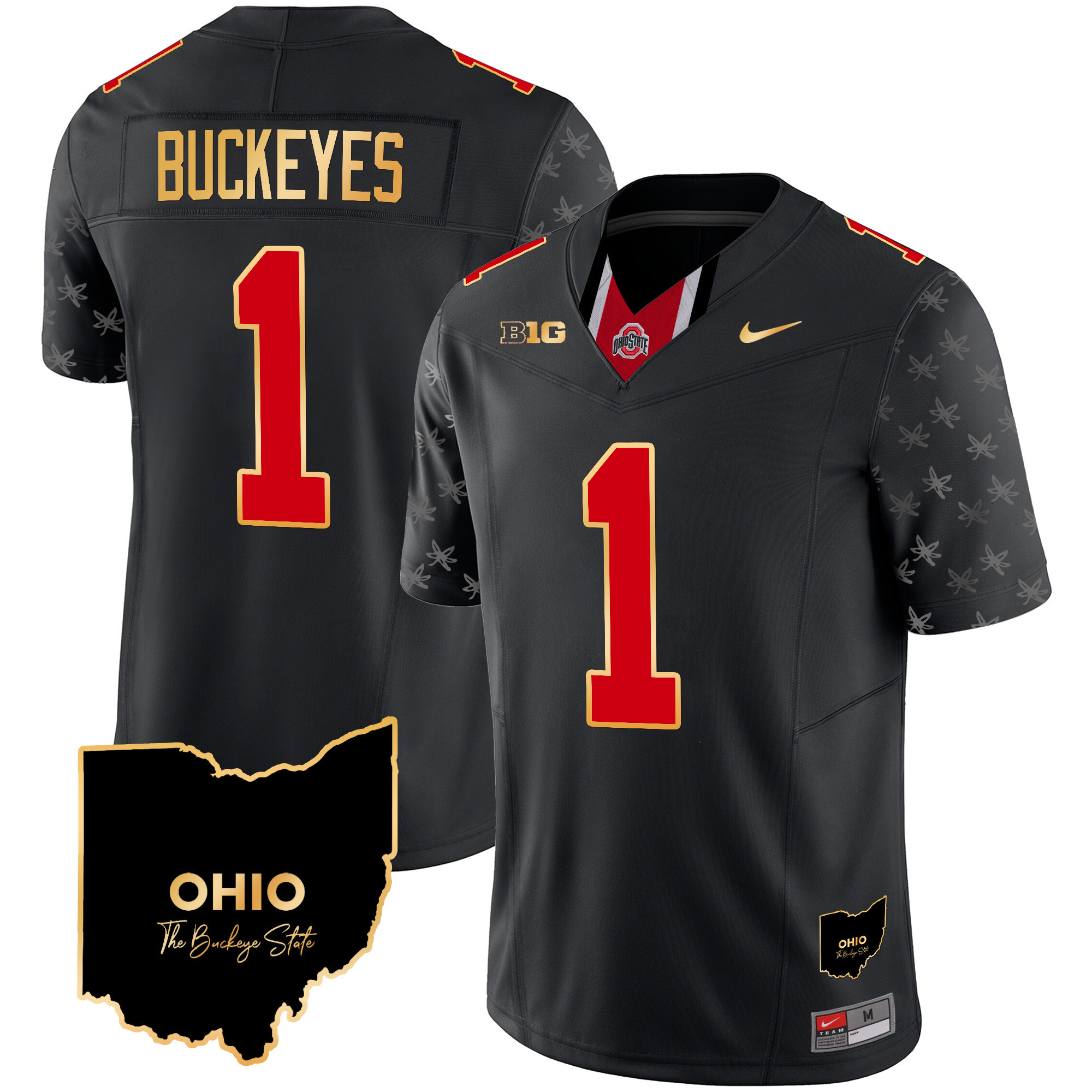 Men's Ohio State Buckeyes 2024 Home Patch Gold Trim Vapor Limited Jersey V2 - All Stitched
