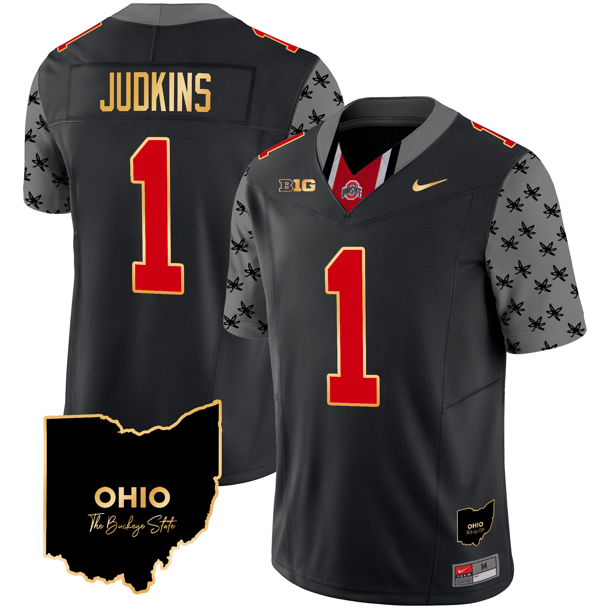 Men's Ohio State Buckeyes 2024 Home Patch Gold Trim Vapor Limited Jersey V2 - All Stitched