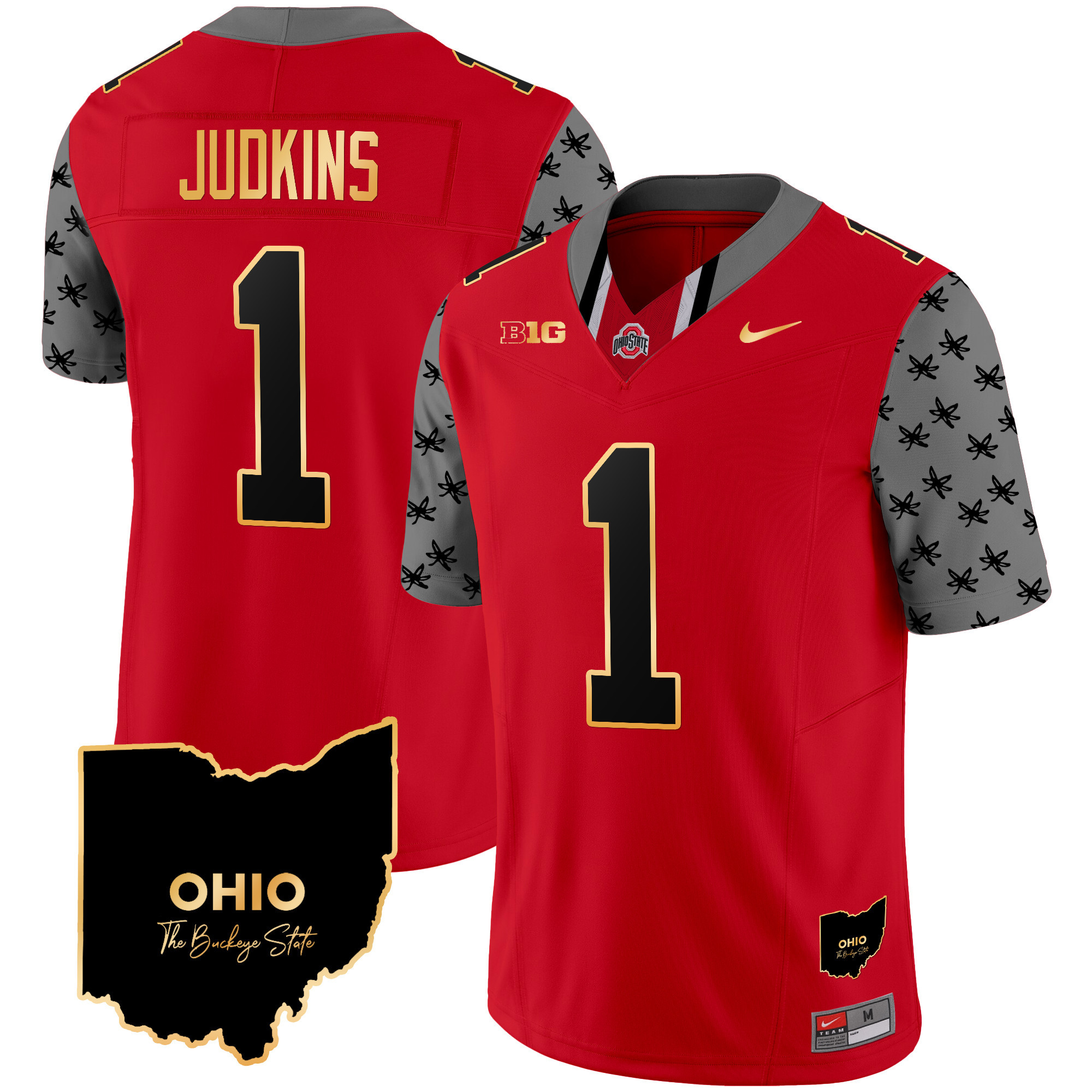 Men's Ohio State Buckeyes 2024 Home Patch Gold Trim Vapor Limited Jersey V2 - All Stitched