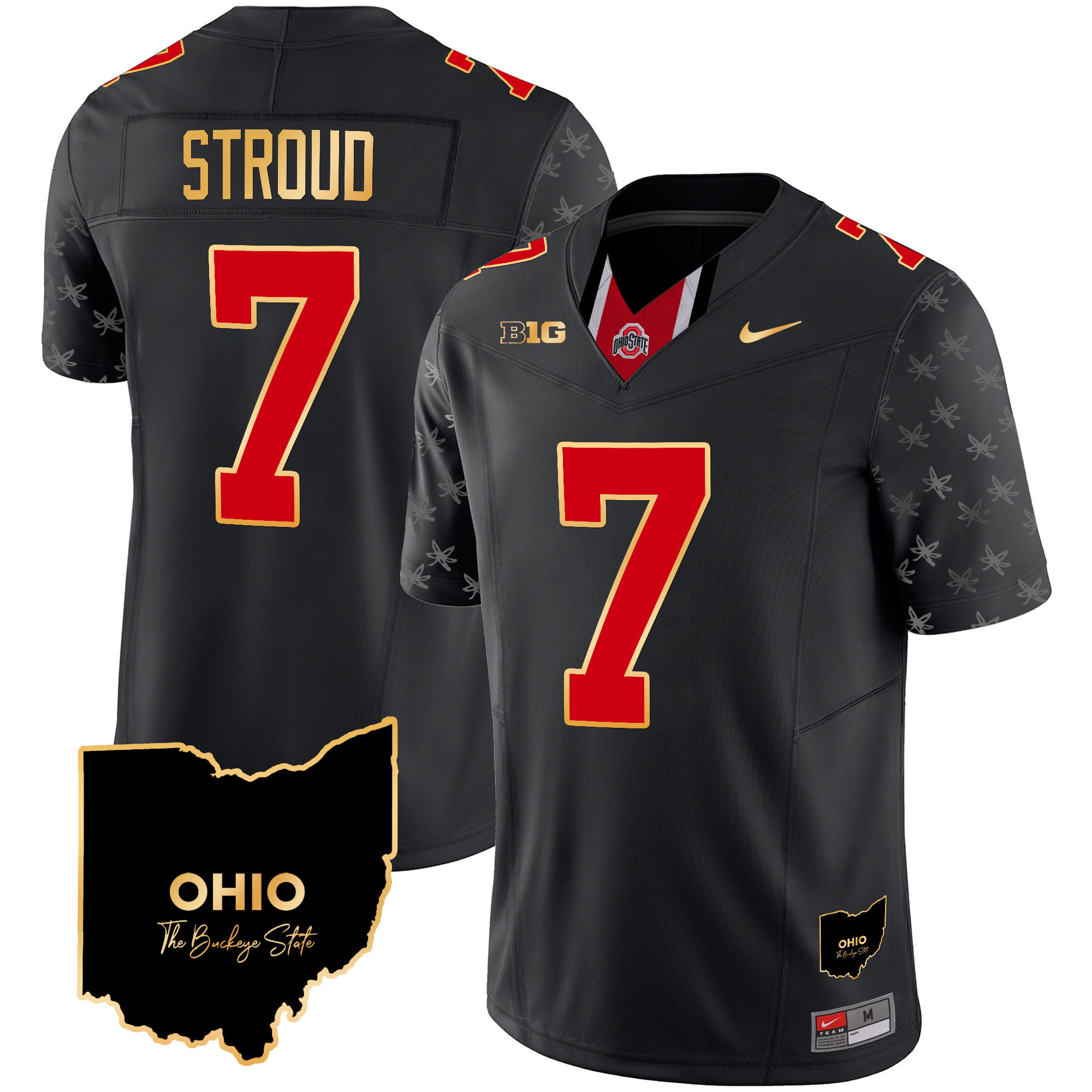 Men's Ohio State Buckeyes 2024 Home Patch Gold Trim Vapor Limited Jersey V2 - All Stitched
