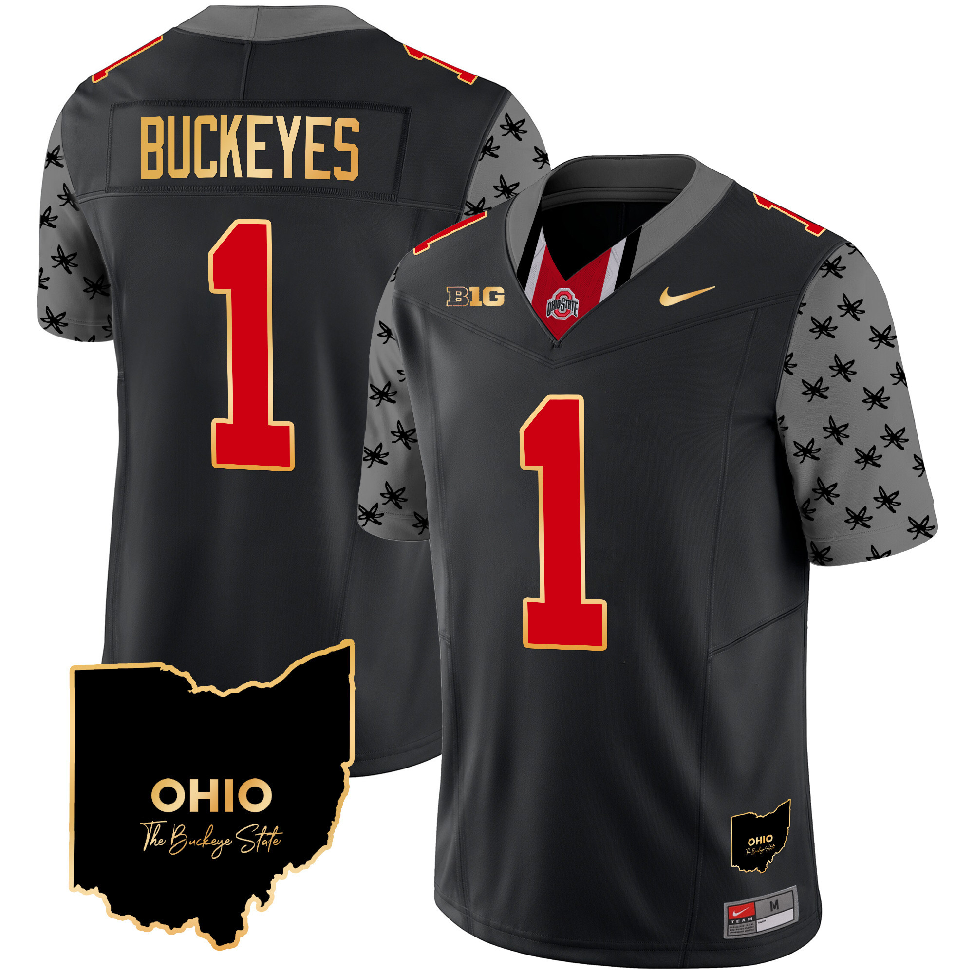 Men's Ohio State Buckeyes 2024 Home Patch Gold Trim Vapor Limited Jersey V2 - All Stitched