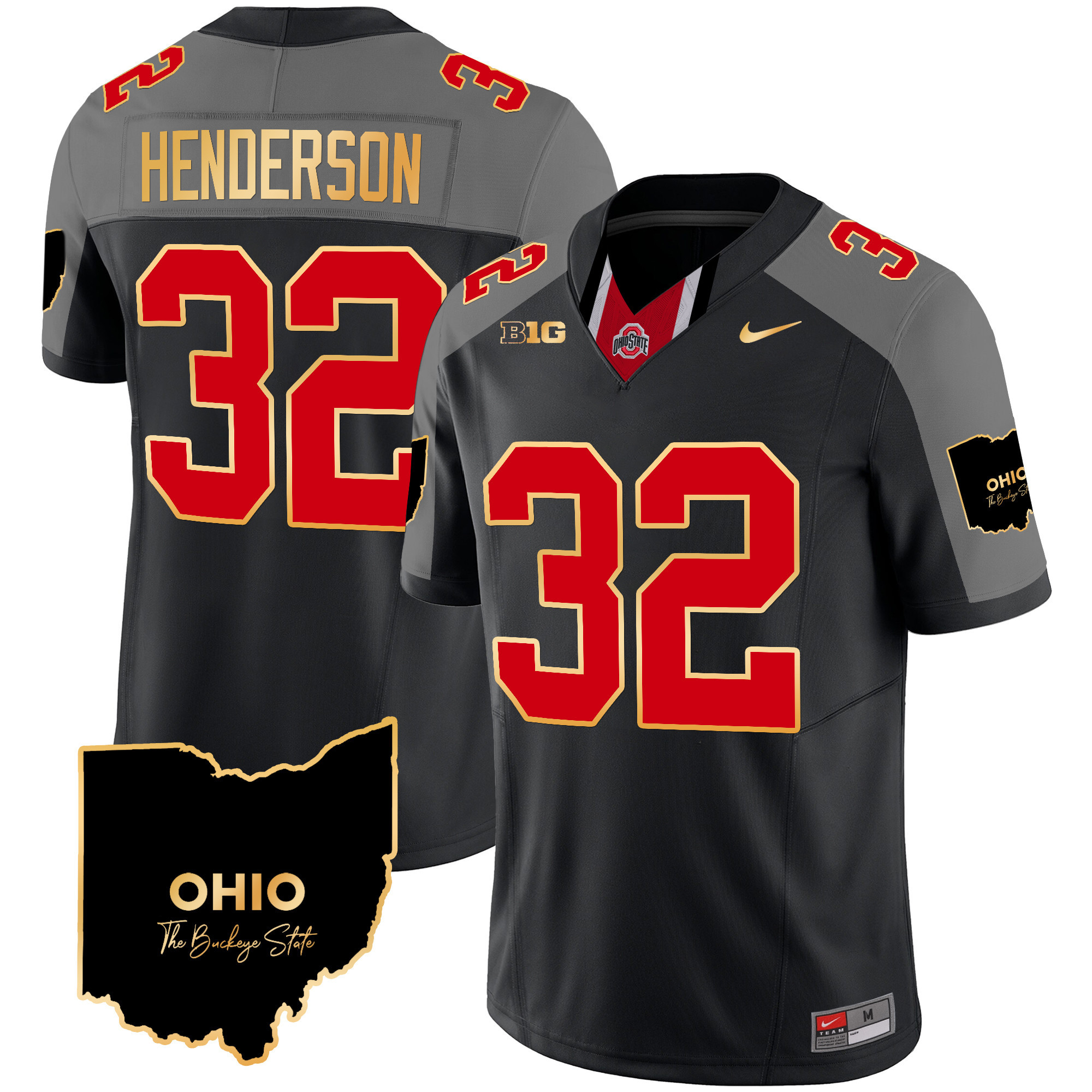 Men's Ohio State Buckeyes 2024 Home Patch Gold Trim Vapor Limited Jersey V2 - All Stitched