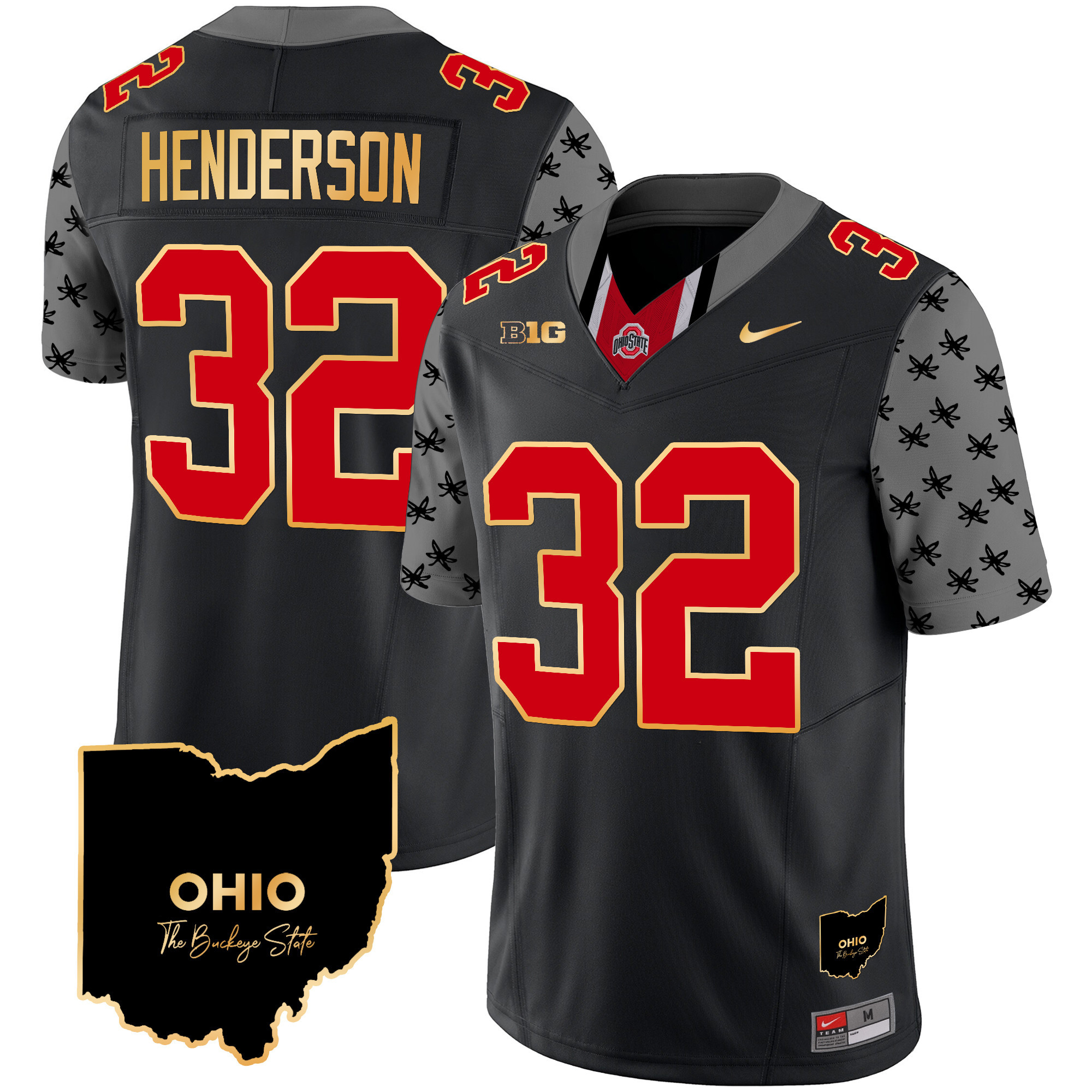 Men's Ohio State Buckeyes 2024 Home Patch Gold Trim Vapor Limited Jersey V2 - All Stitched