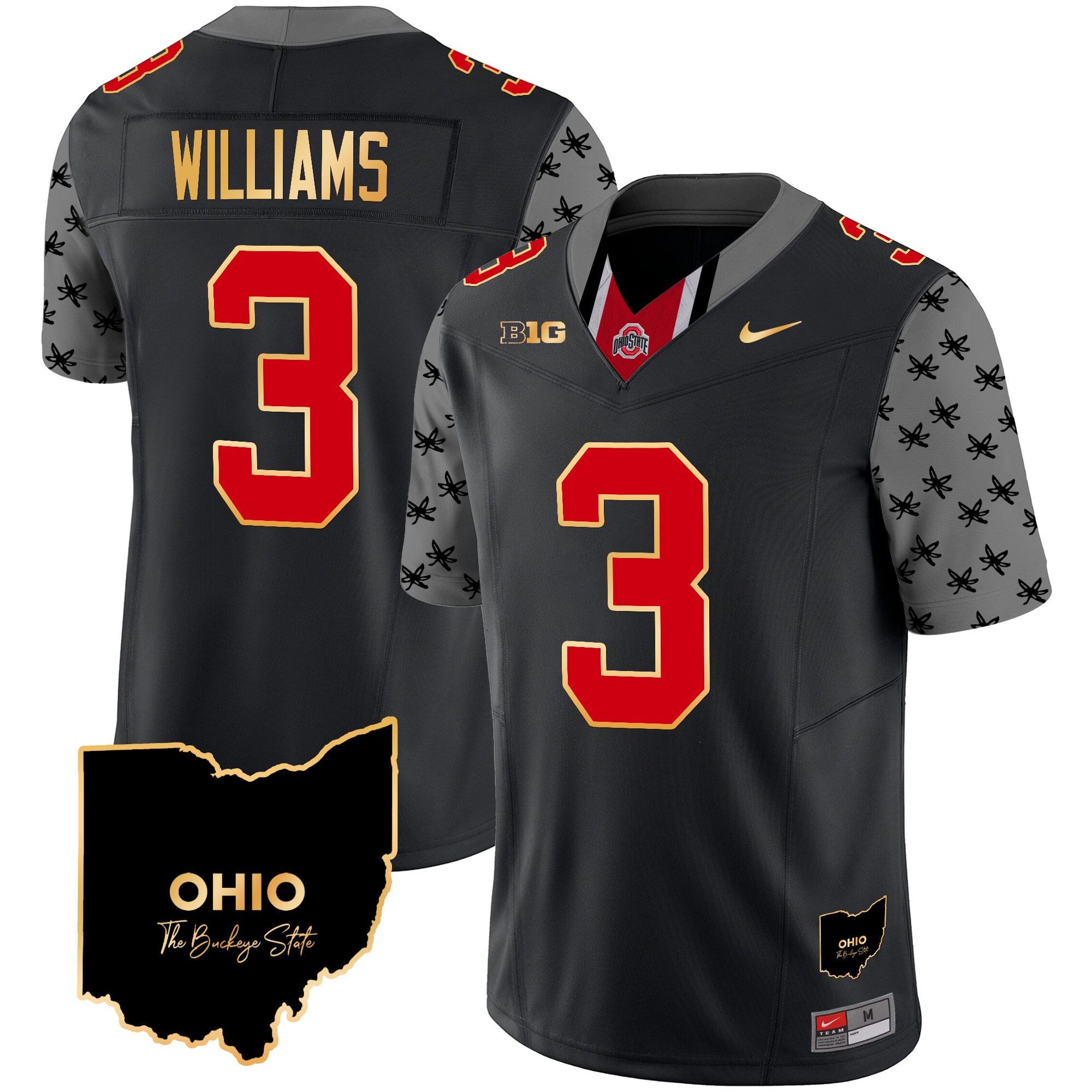 Men's Ohio State Buckeyes 2024 Home Patch Gold Trim Vapor Limited Jersey V2 - All Stitched