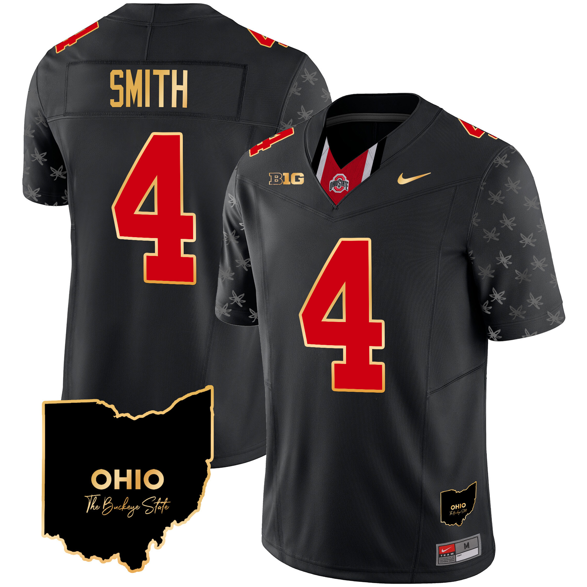 Men's Ohio State Buckeyes 2024 Home Patch Gold Trim Vapor Limited Jersey V2 - All Stitched